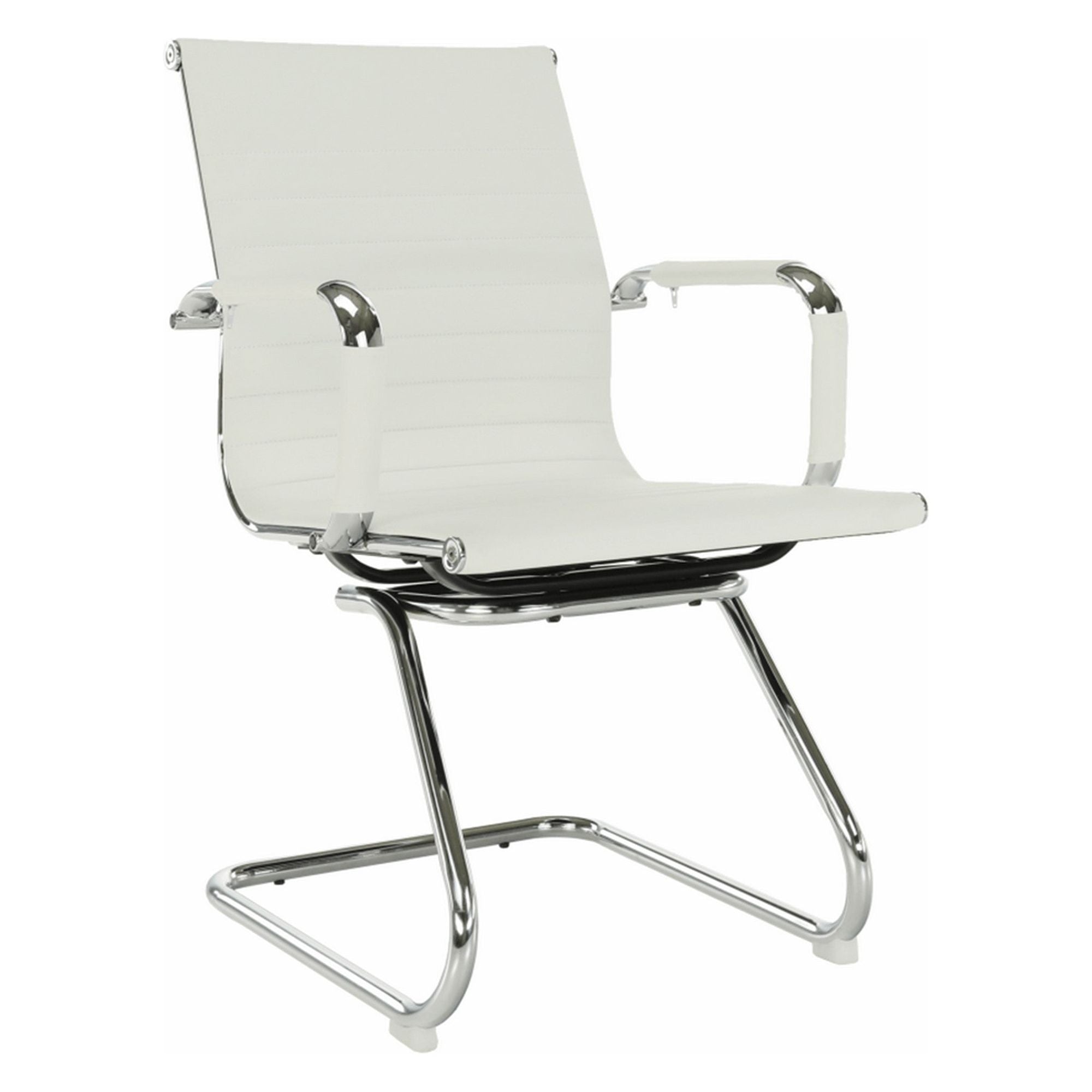 Scaun conferinta AZURE 2 NEW TYP 2, piele ecologica/metal, alb, 54.5x62.5x90.5 cm