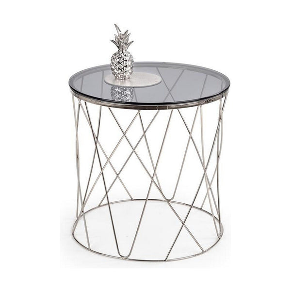 Masuta cafea Selena, transparent/argintiu, sticla/otel, 55x55x55 cm