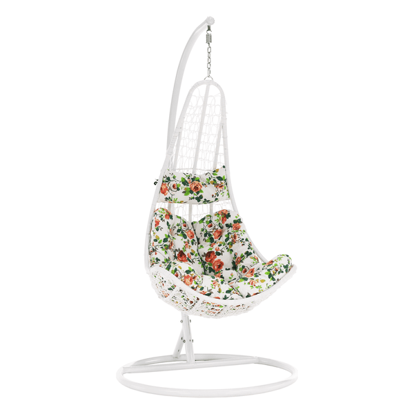 Balansoar gradina KALEA 2 NEW, alb/multicolor, metal/stofa clasica, 105x105x195 cm