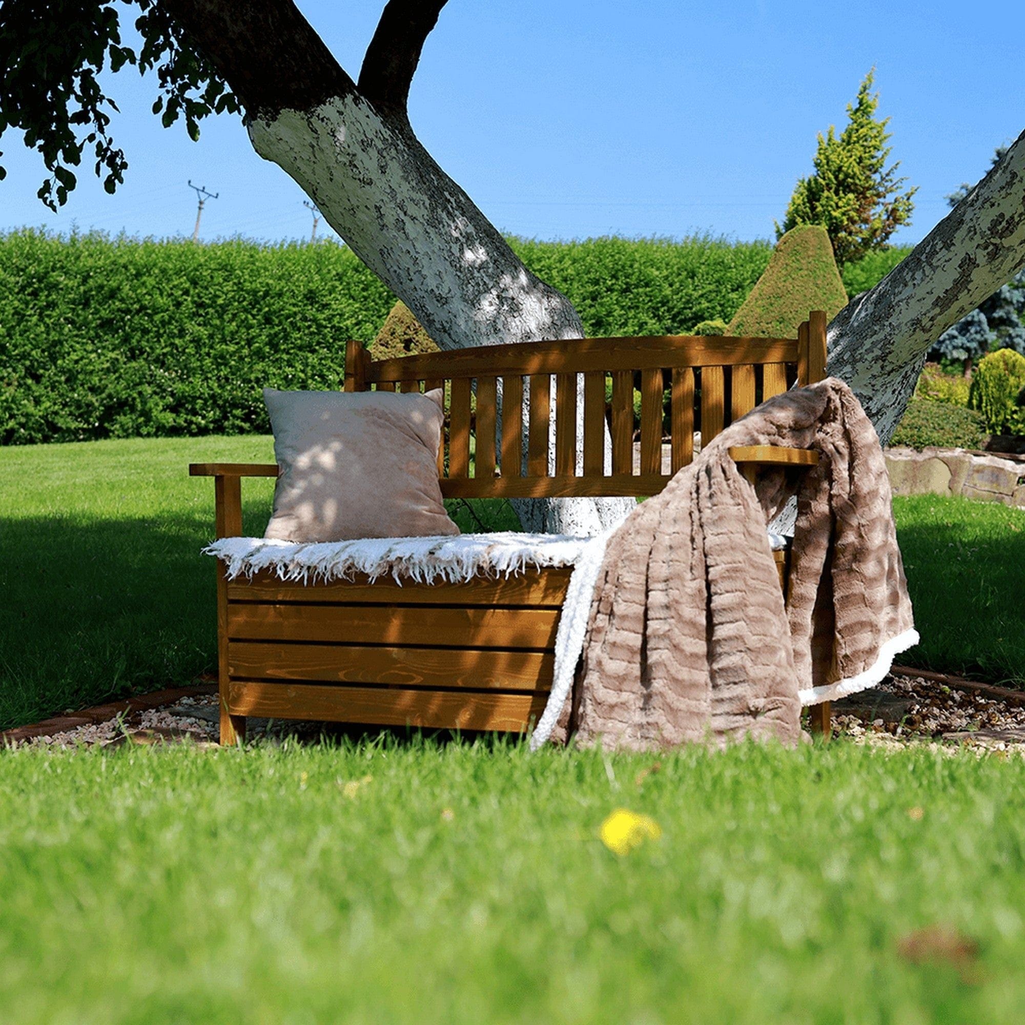 Banca gradina DILKA, lemn, stejar inchis, 124x58x88 cm