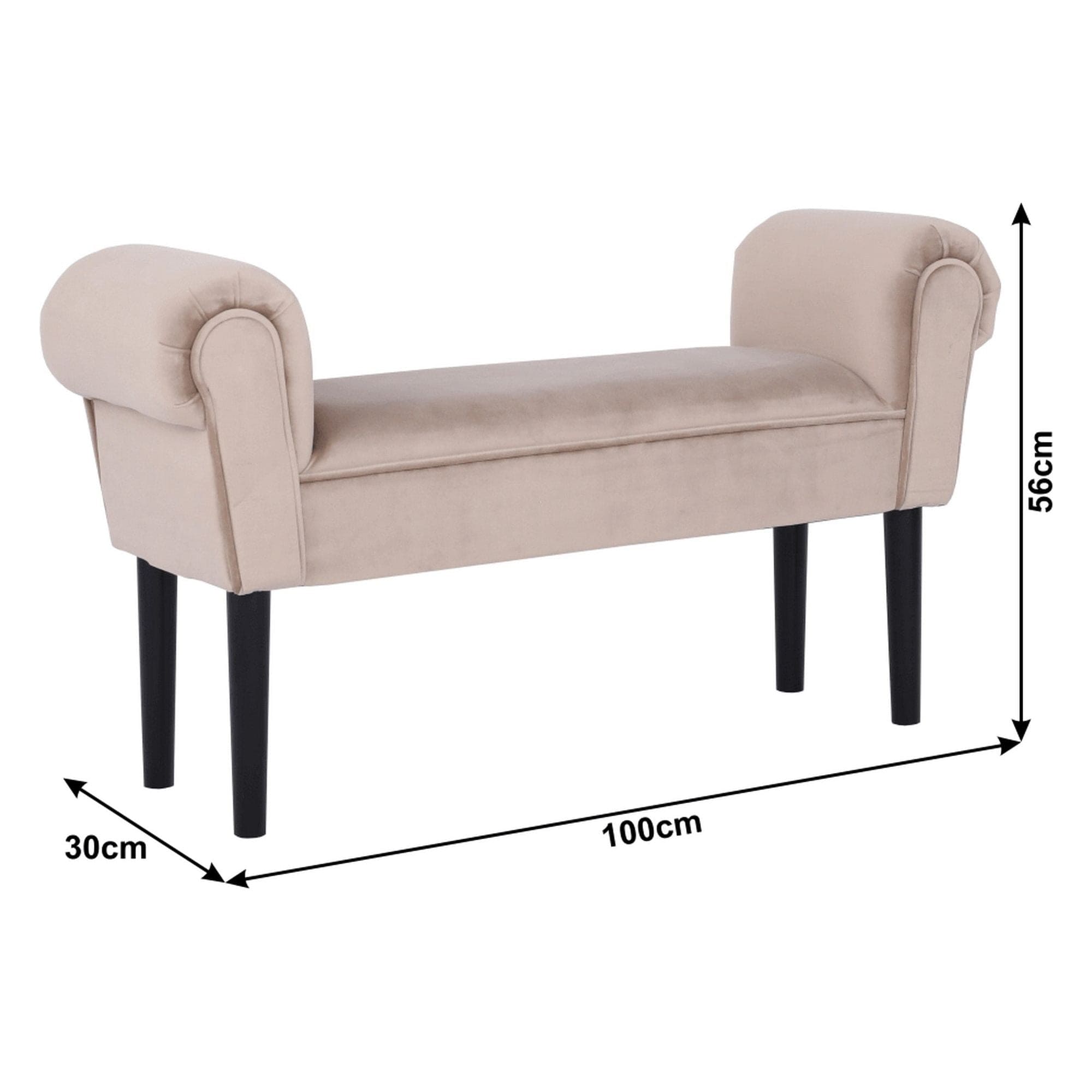 Bancheta BURDA, stofa catifelata grej, 100x30x56 cm