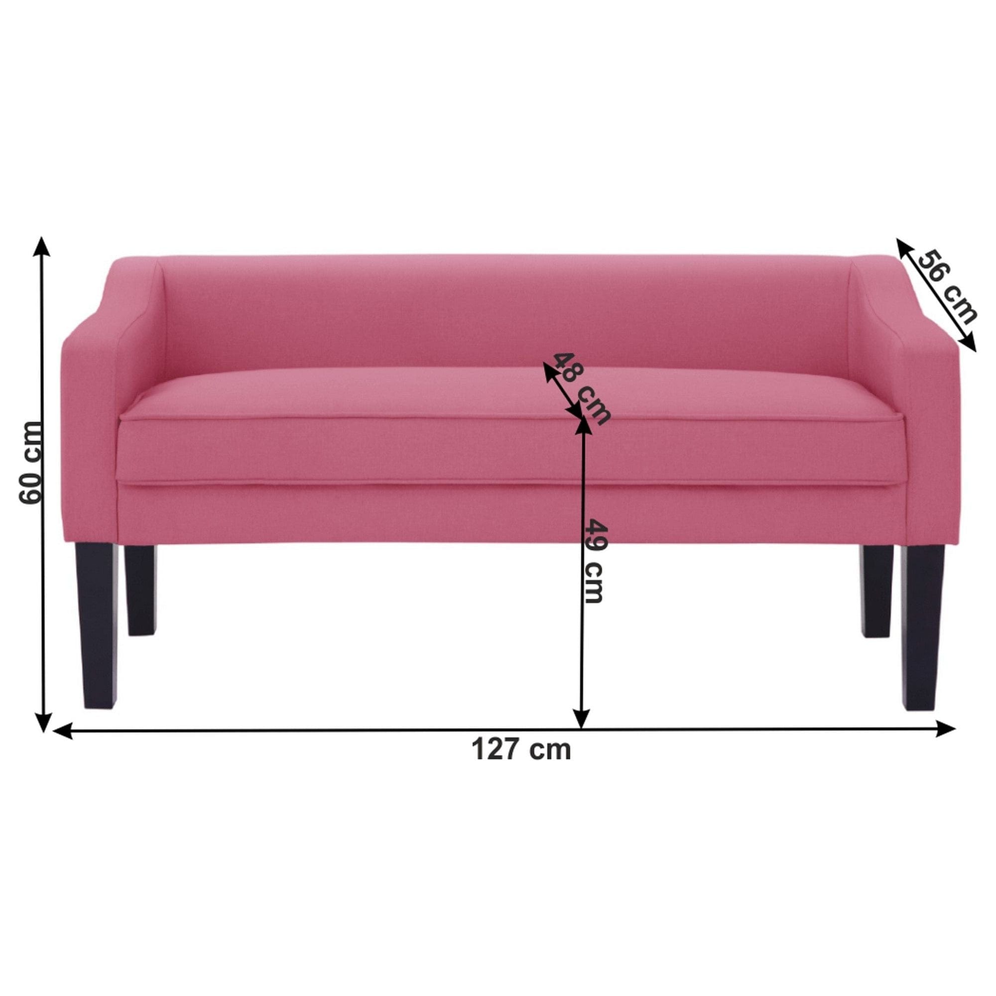 Bancheta FIRONA, stofa clasica roz, 127x56x60 cm