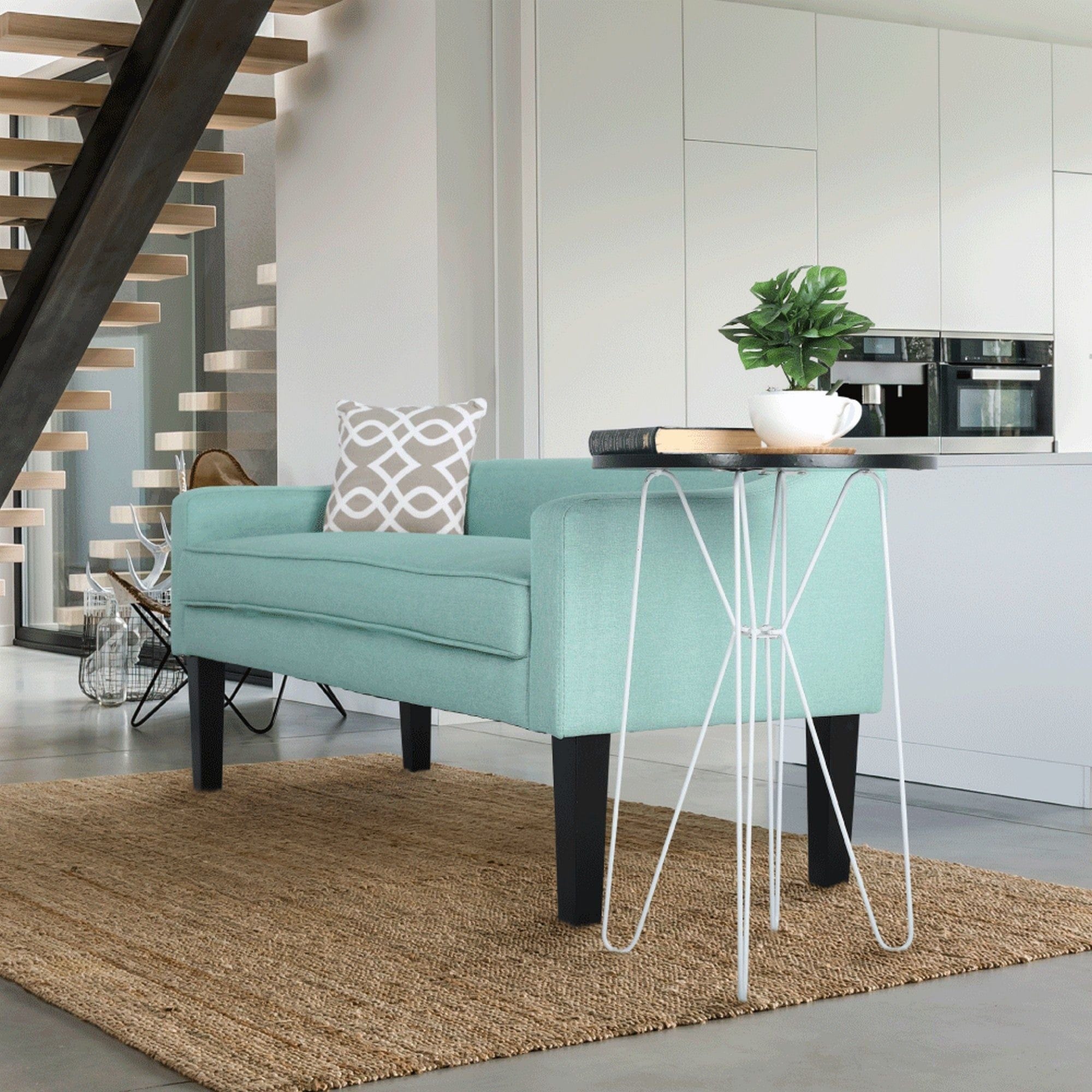 Bancheta FIRONA, stofa clasica verde menta, 127x57x60 cm