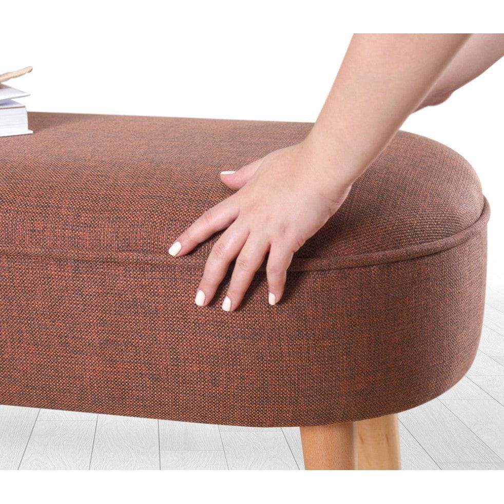 Bancheta LEDNOK, stofa clasica caramiziu, 100x40x47 cm