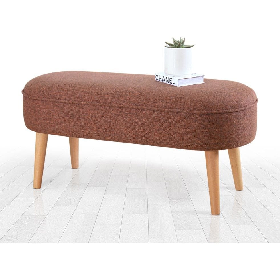 Bancheta LEDNOK, stofa clasica caramiziu, 100x40x47 cm