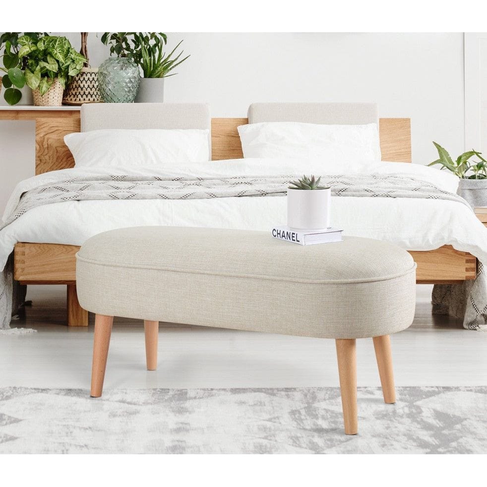 Bancheta LEDNOK, stofa clasica crem, 100x40x47 cm