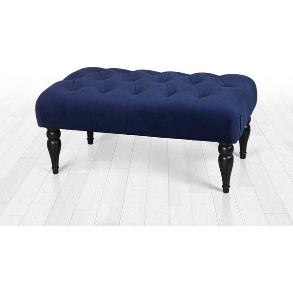 Bancheta MISSUS, stofa catifelata albastru, 92x48x43 cm