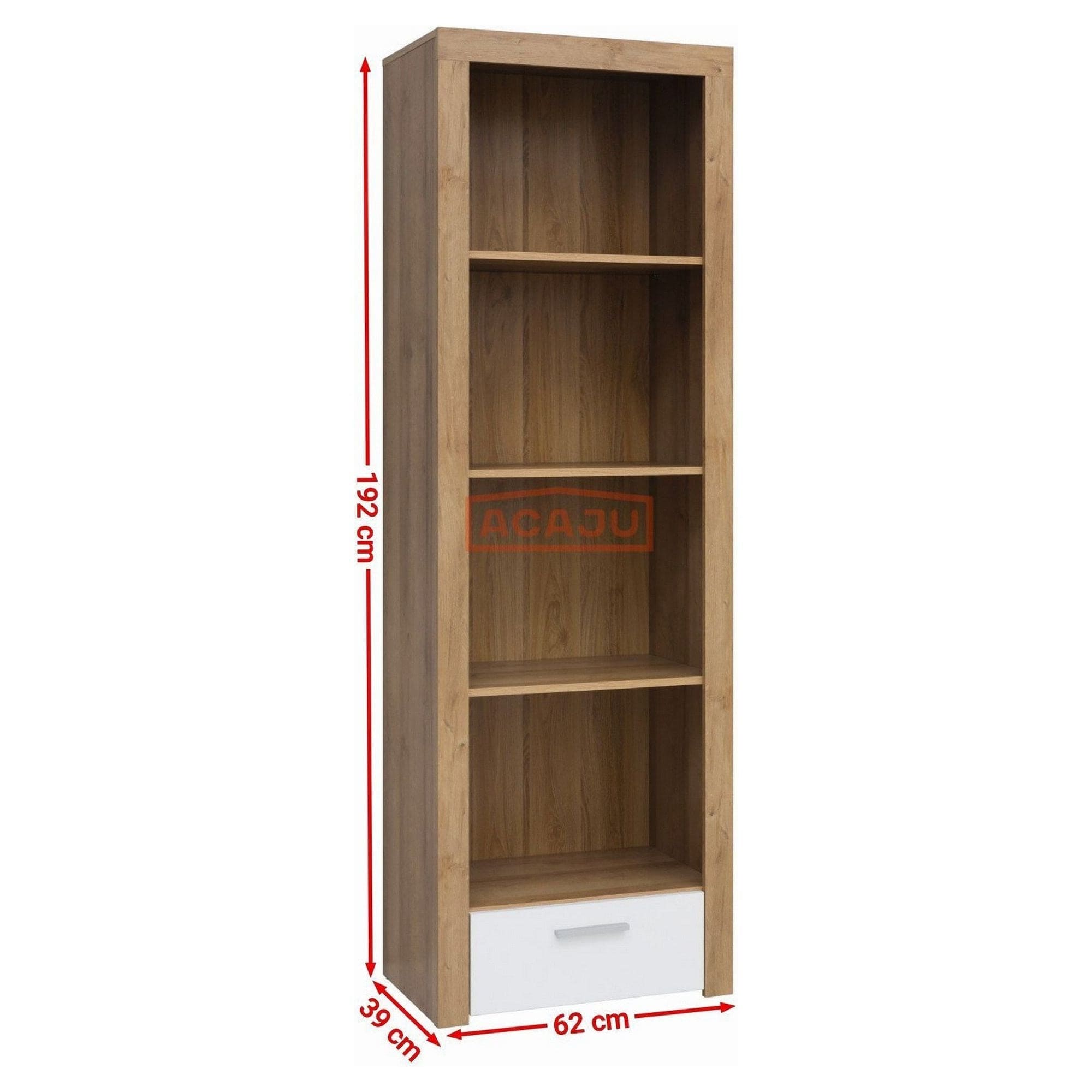 Biblioteca BALDER, stejar rivierra/alb, PAL, 62x39x192 cm