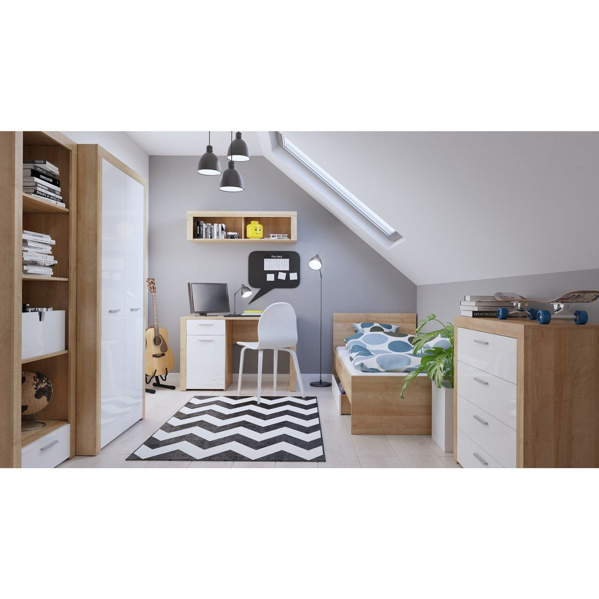 Biblioteca BALDER, stejar rivierra/alb, PAL, 62x39x192 cm