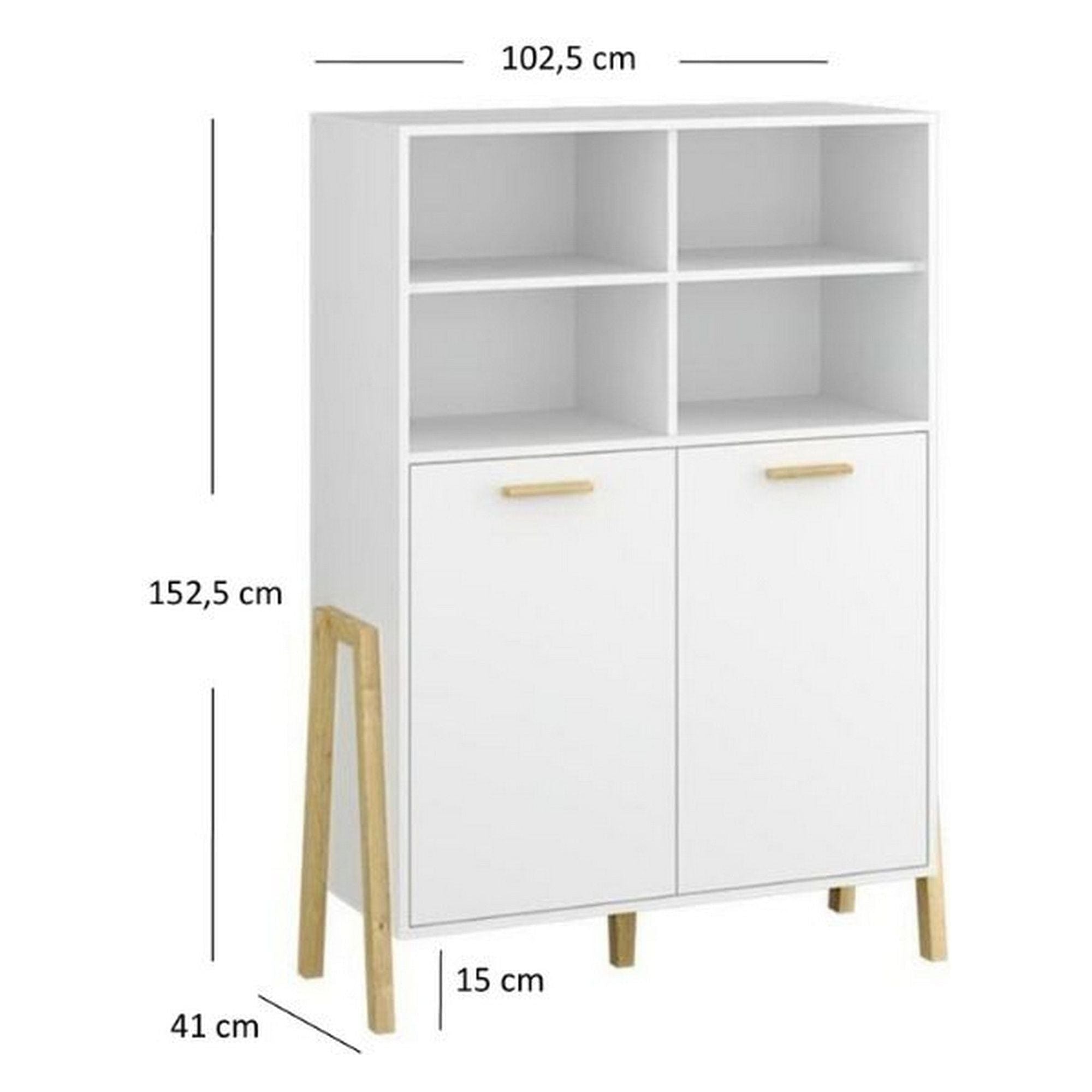 Biblioteca BELLE, alb, PAL laminat, 103x41x153 cm