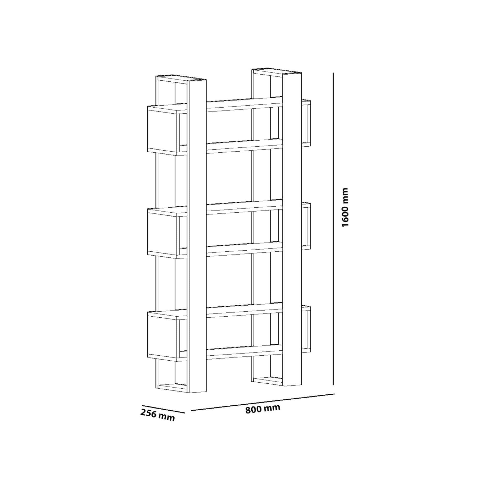 Biblioteca CARMEN, negru/stejar miere, PAL melaminat, 80x26x160 cm