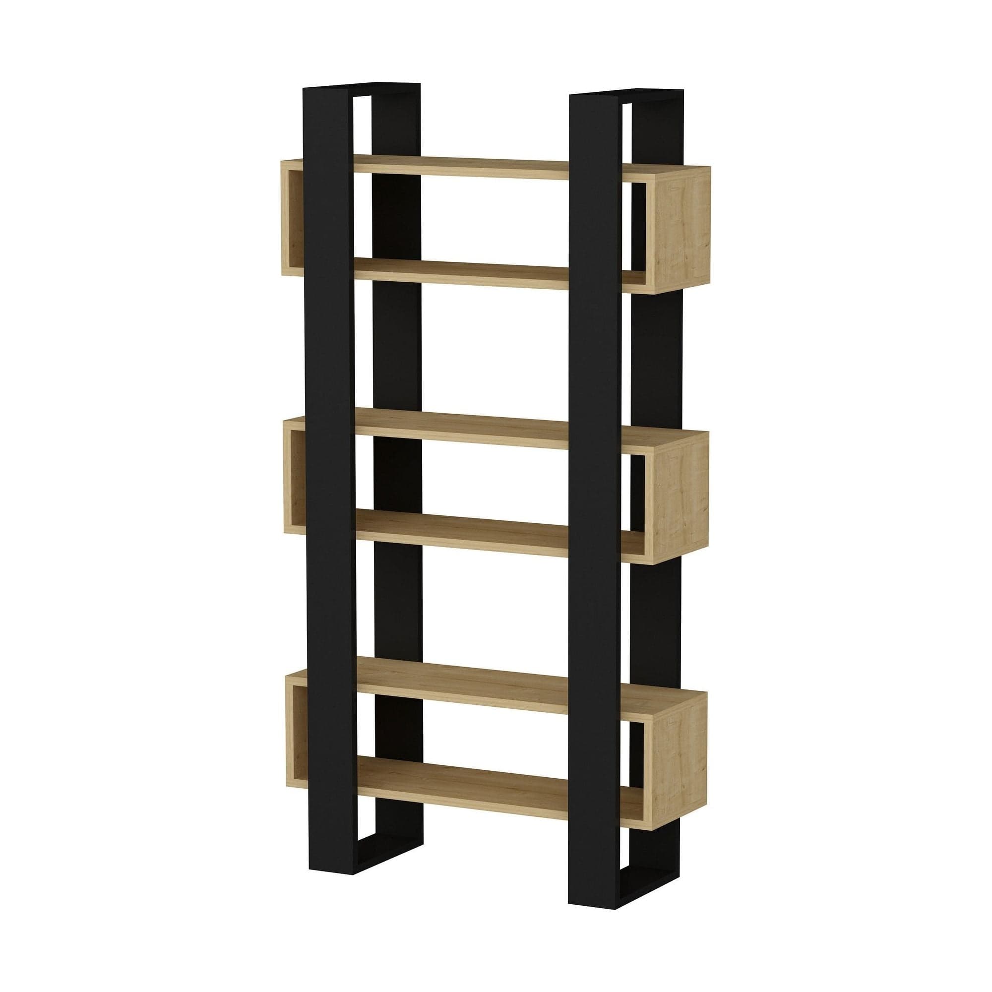 Biblioteca CARMEN, negru/stejar miere, PAL melaminat, 80x26x160 cm
