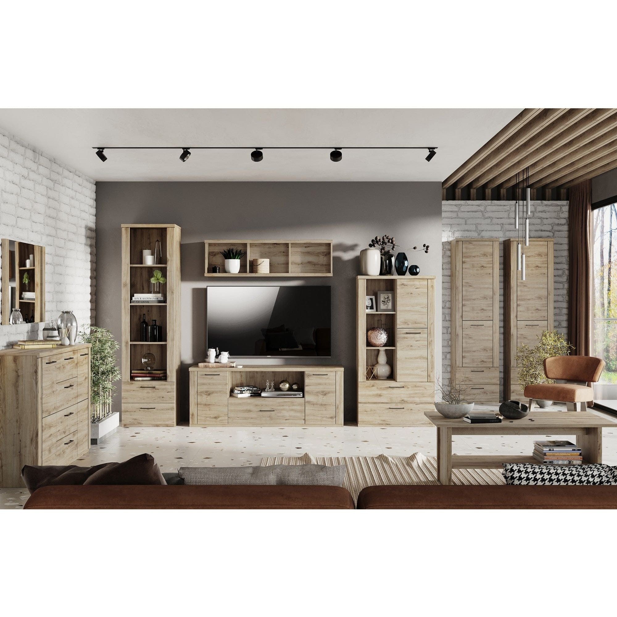 Biblioteca DOORSET, stejar navarra, PAL laminat, 55x41x210 cm