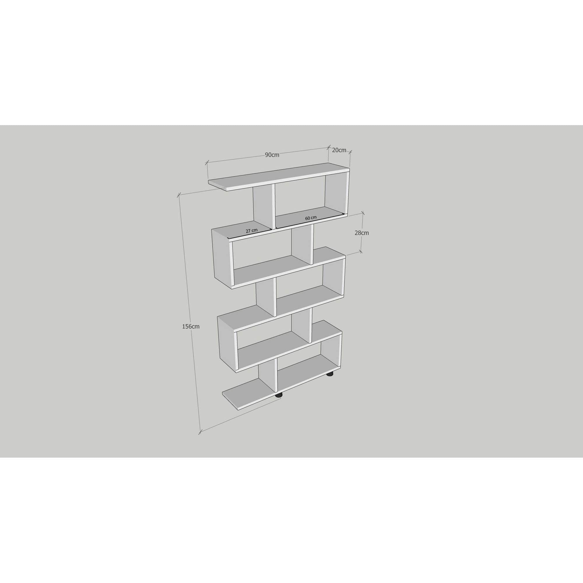 Biblioteca ELIF, pin, PAL melaminat, 90x20x156 cm