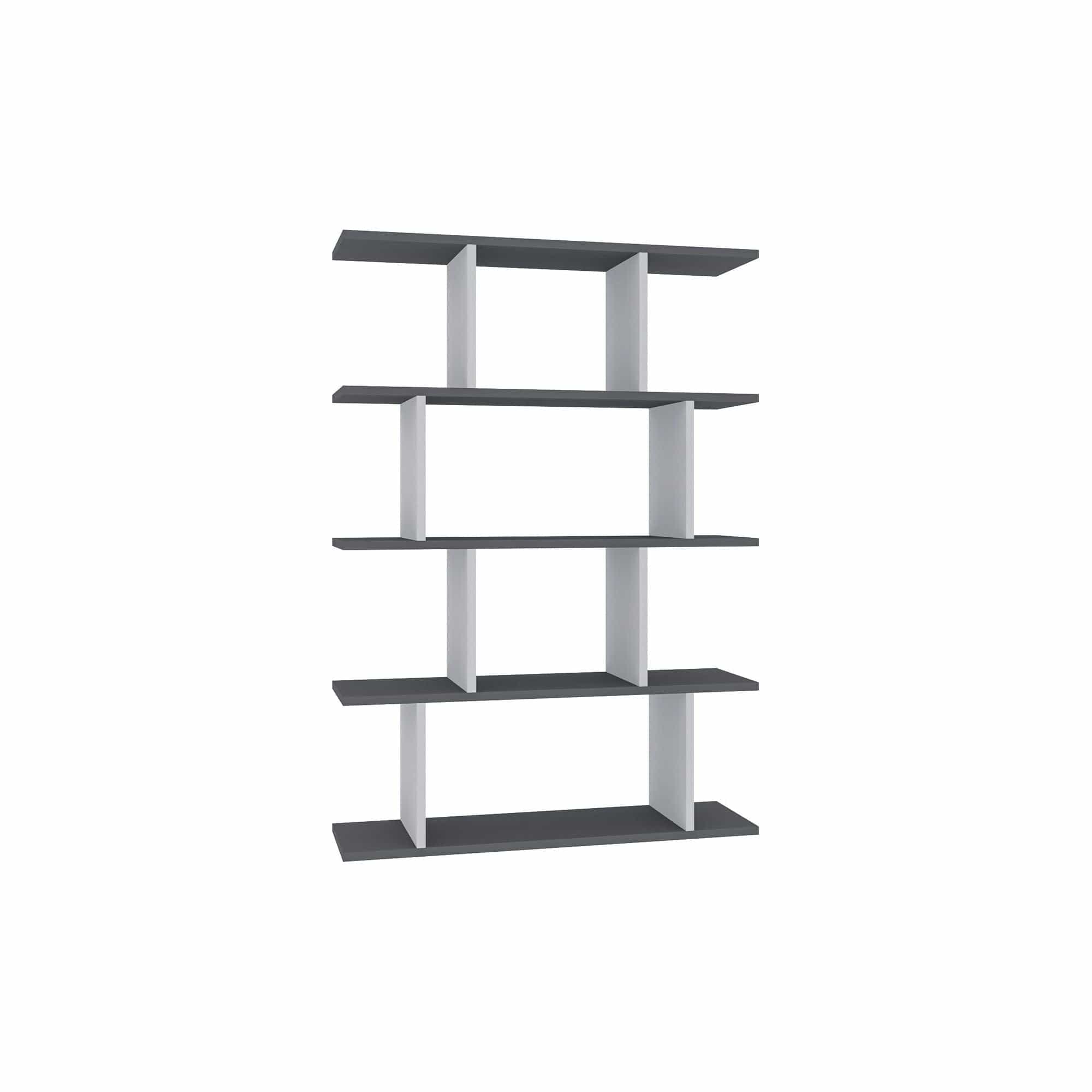 Biblioteca HARMON, alb/gri, PAL melaminat, 90x25x127 cm