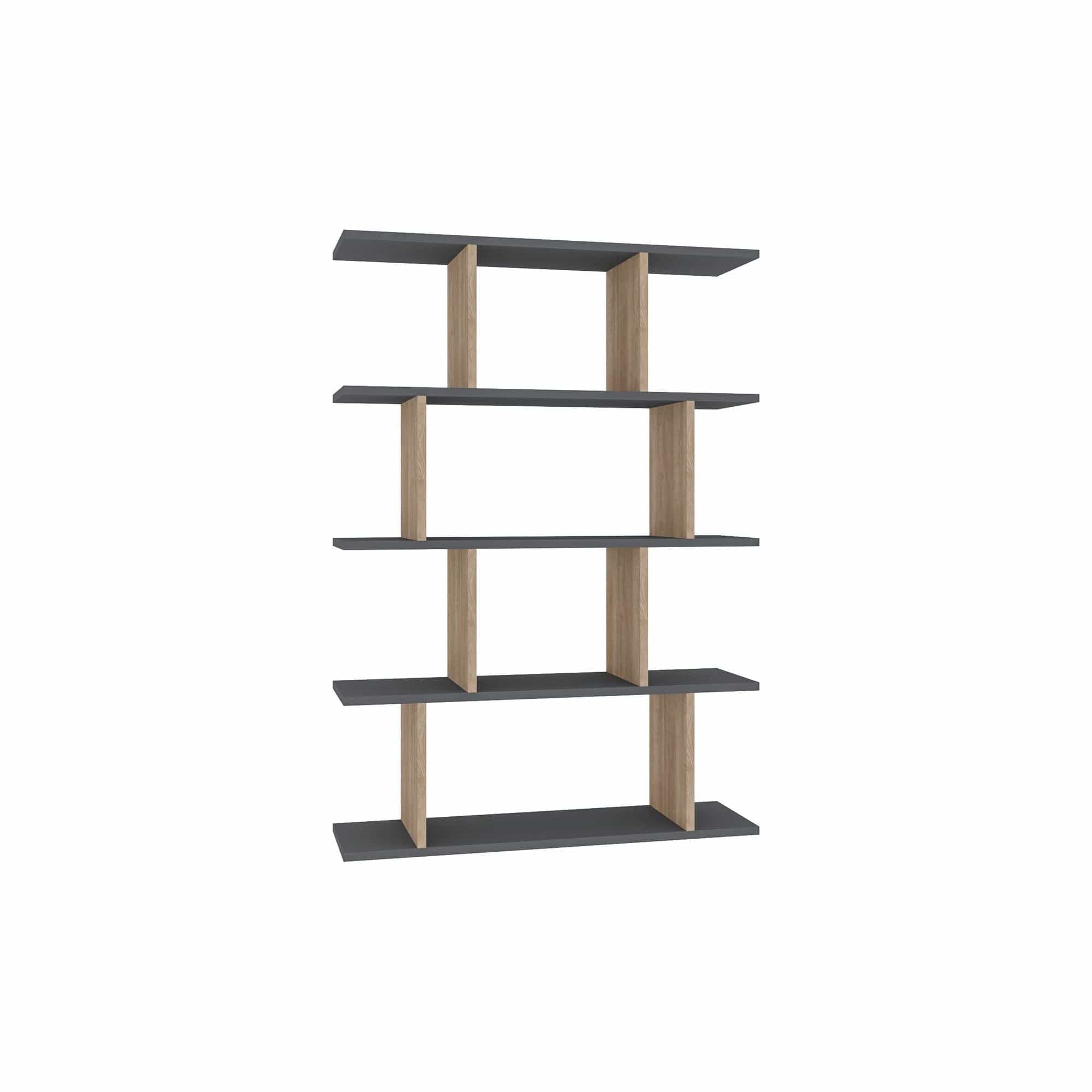 Biblioteca HARMON, gri/stejar, PAL melaminat, 90x25x127 cm