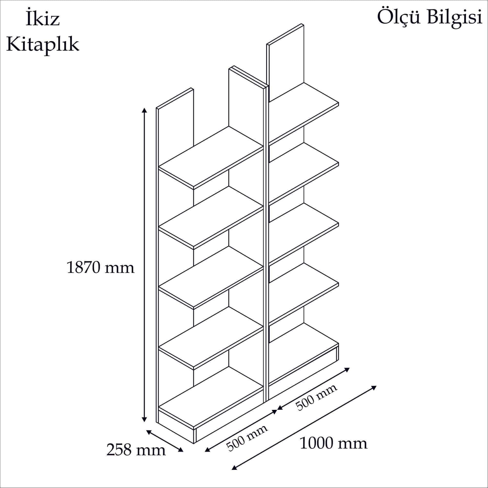 Biblioteca IKIZ, alb, PAL melaminat, 100x26x187 cm