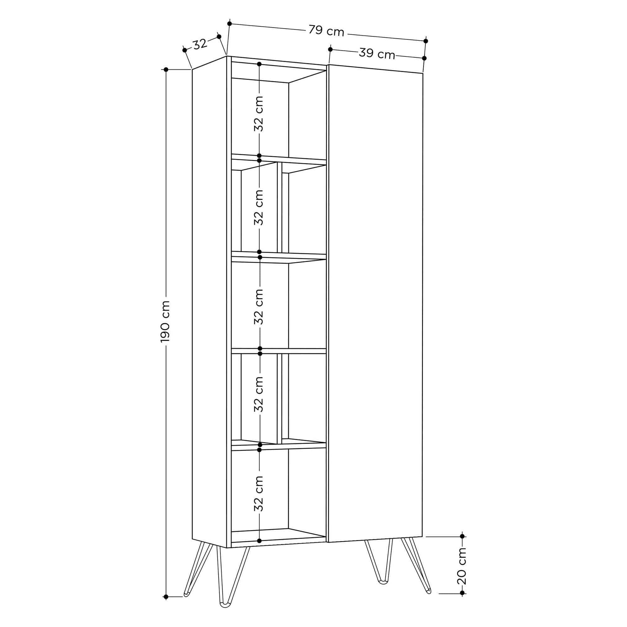 Biblioteca JEDDA BOOKCASE, bej deschis, PAL melaminat/metal, 79x32x190 cm