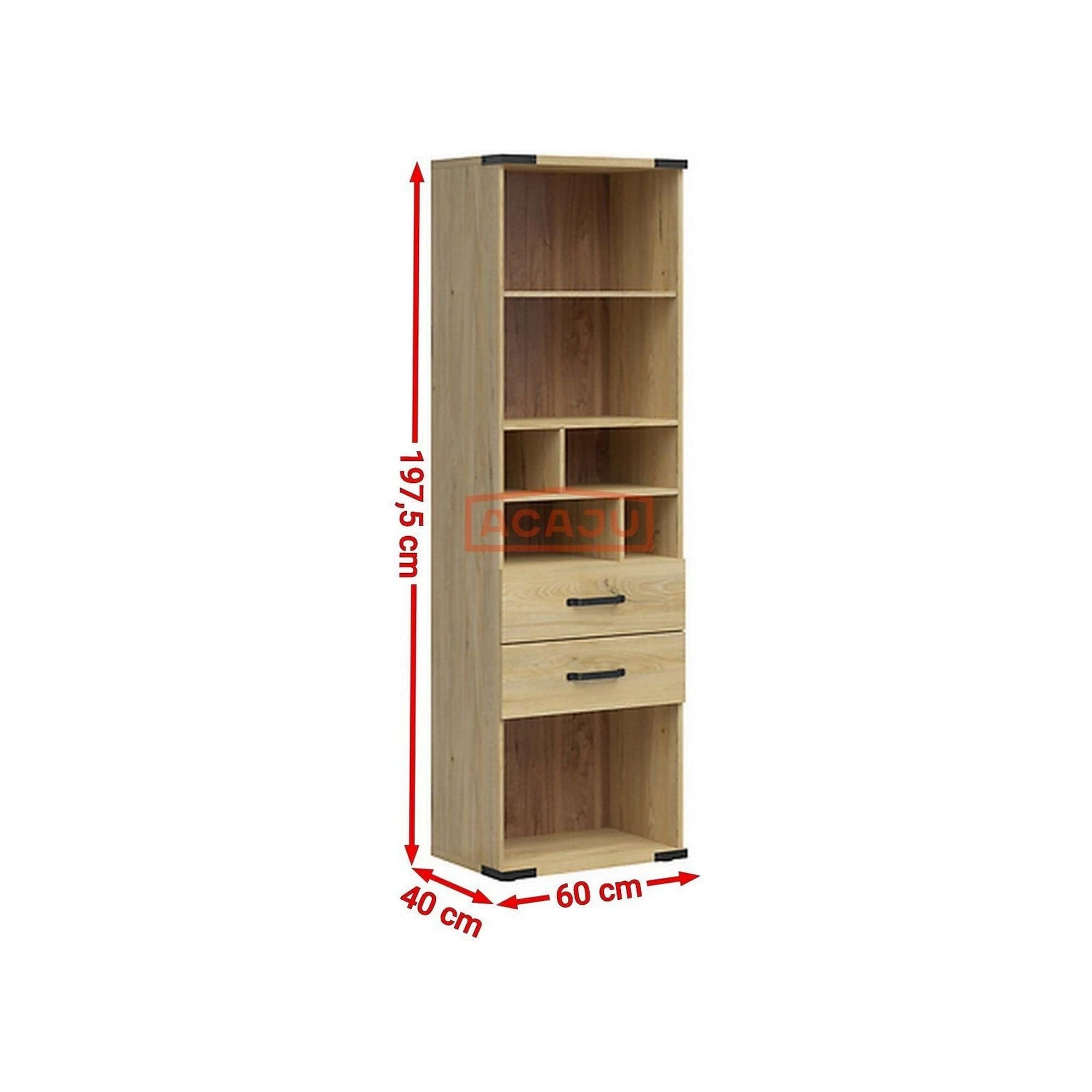 Biblioteca LARA, frasin, PAL, 60x40x198 cm