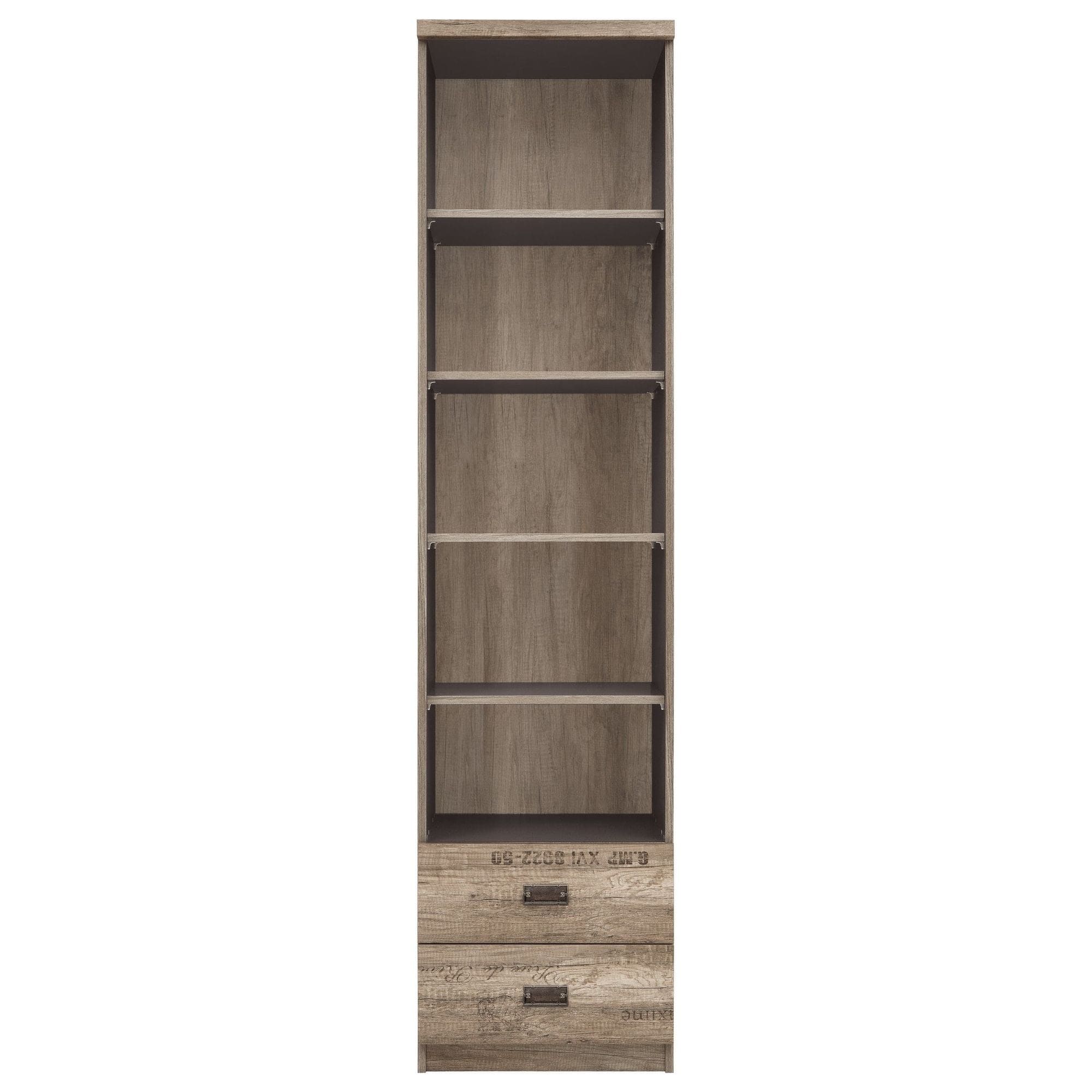 Biblioteca MALCOLM, stejar inchis, PAL laminat, 50x40x206 cm