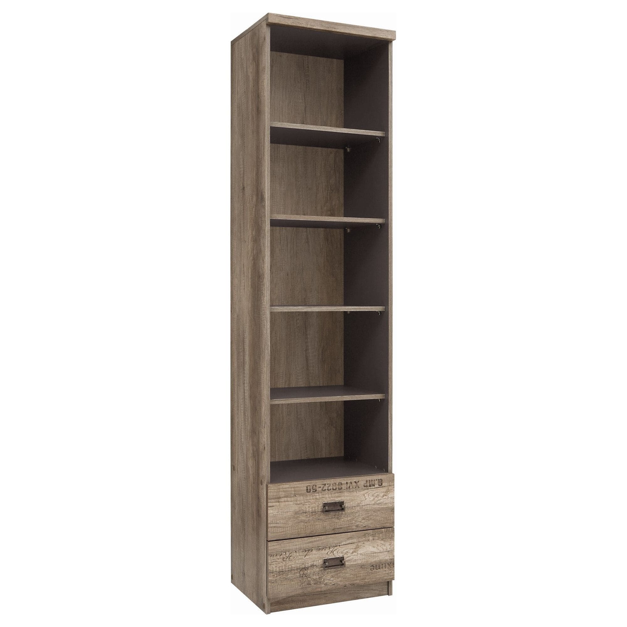 Biblioteca MALCOLM, stejar inchis, PAL laminat, 50x40x206 cm