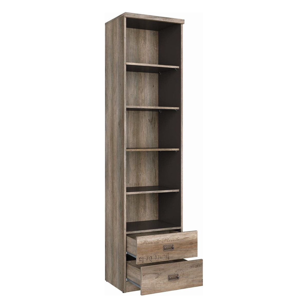 Biblioteca MALCOLM, stejar inchis, PAL laminat, 50x40x206 cm