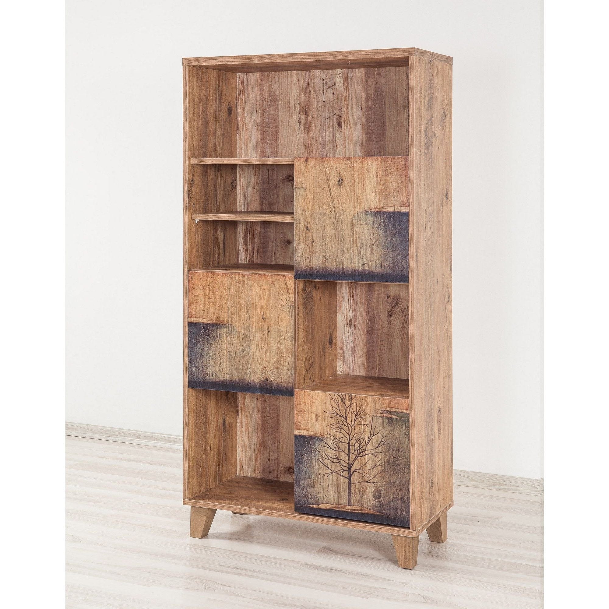 Biblioteca MARINA FLORA-753, pin atlantic, PAL melaminat, 80x36x155 cm