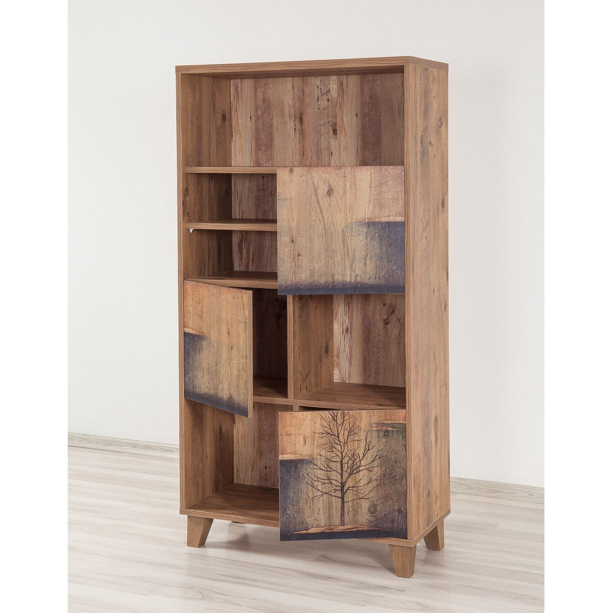 Biblioteca MARINA FLORA-753, pin atlantic, PAL melaminat, 80x36x155 cm