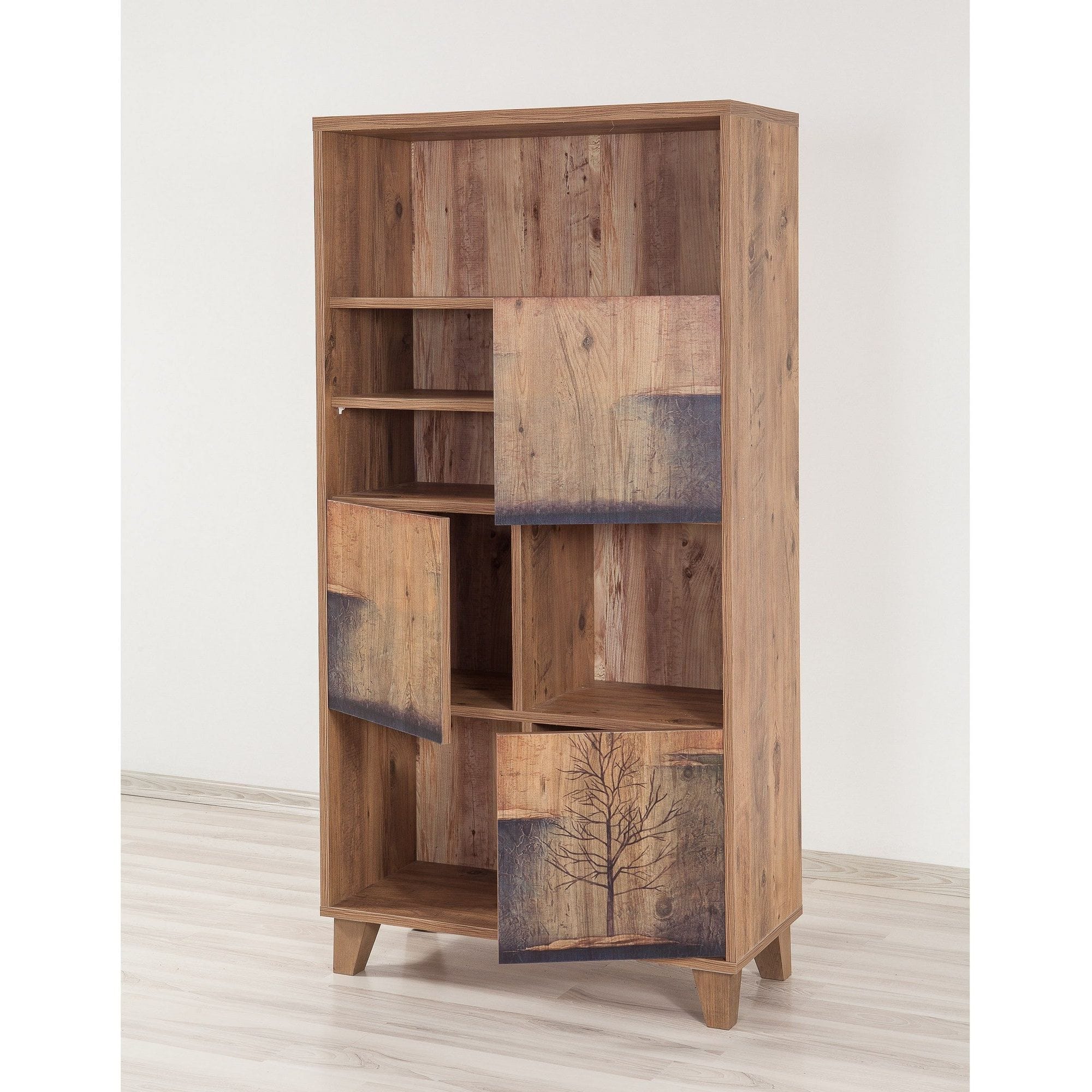 Biblioteca MARINA FLORA-753, pin atlantic, PAL melaminat, 80x36x155 cm