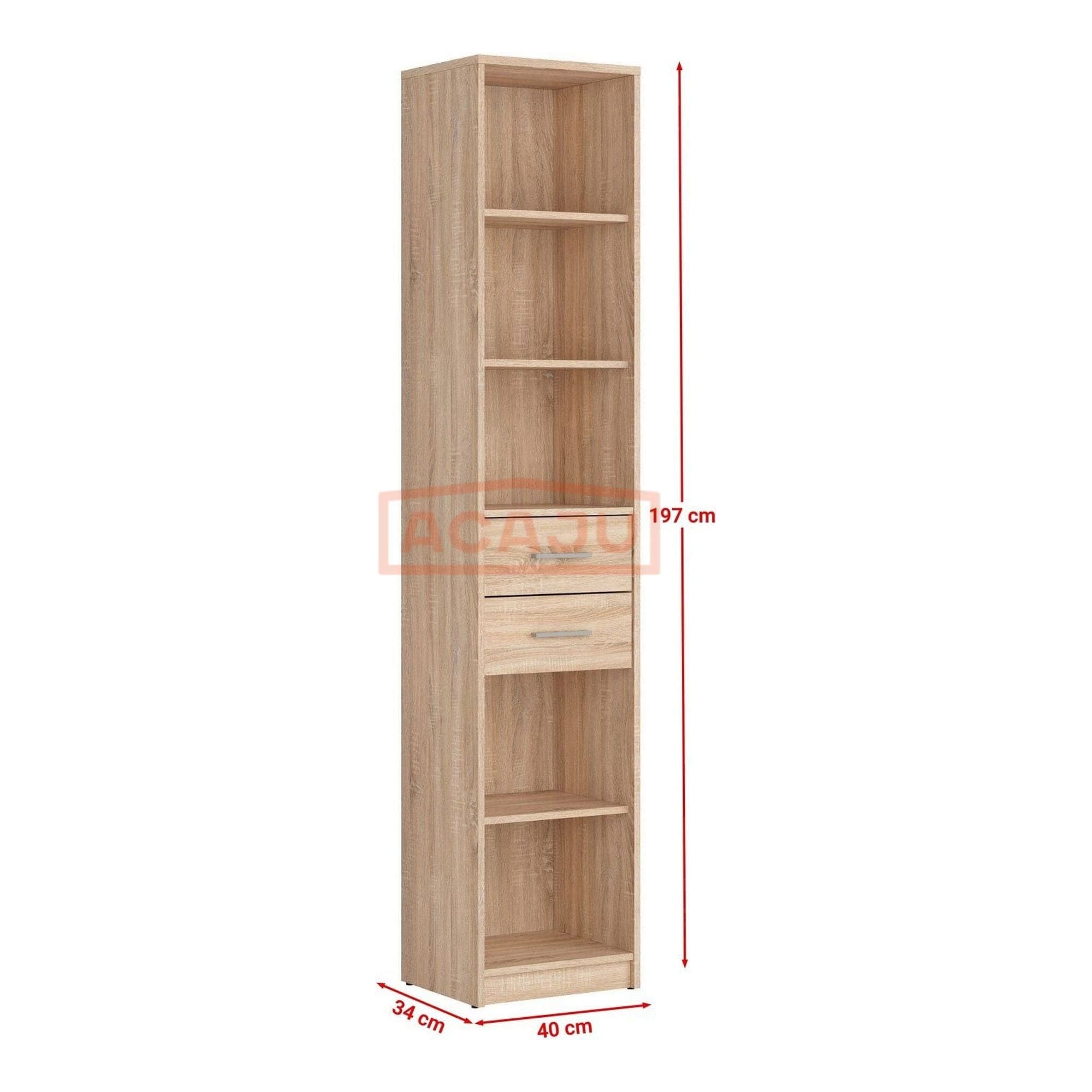 Biblioteca NEPO PLUS, stejar sonoma, PAL, 40x34x197 cm