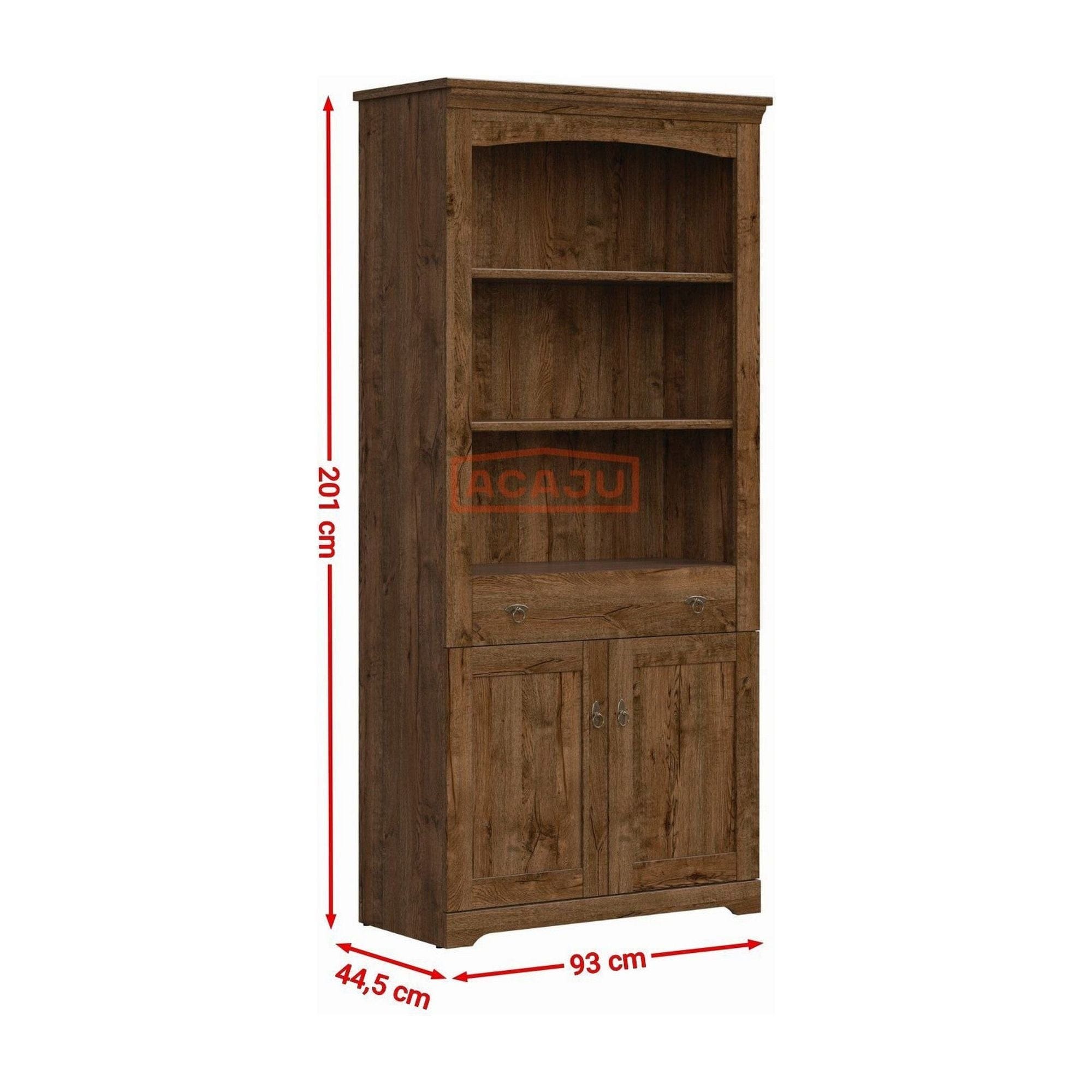 Biblioteca PATRAS, stejar inchis, PAL, 93x45x201 cm