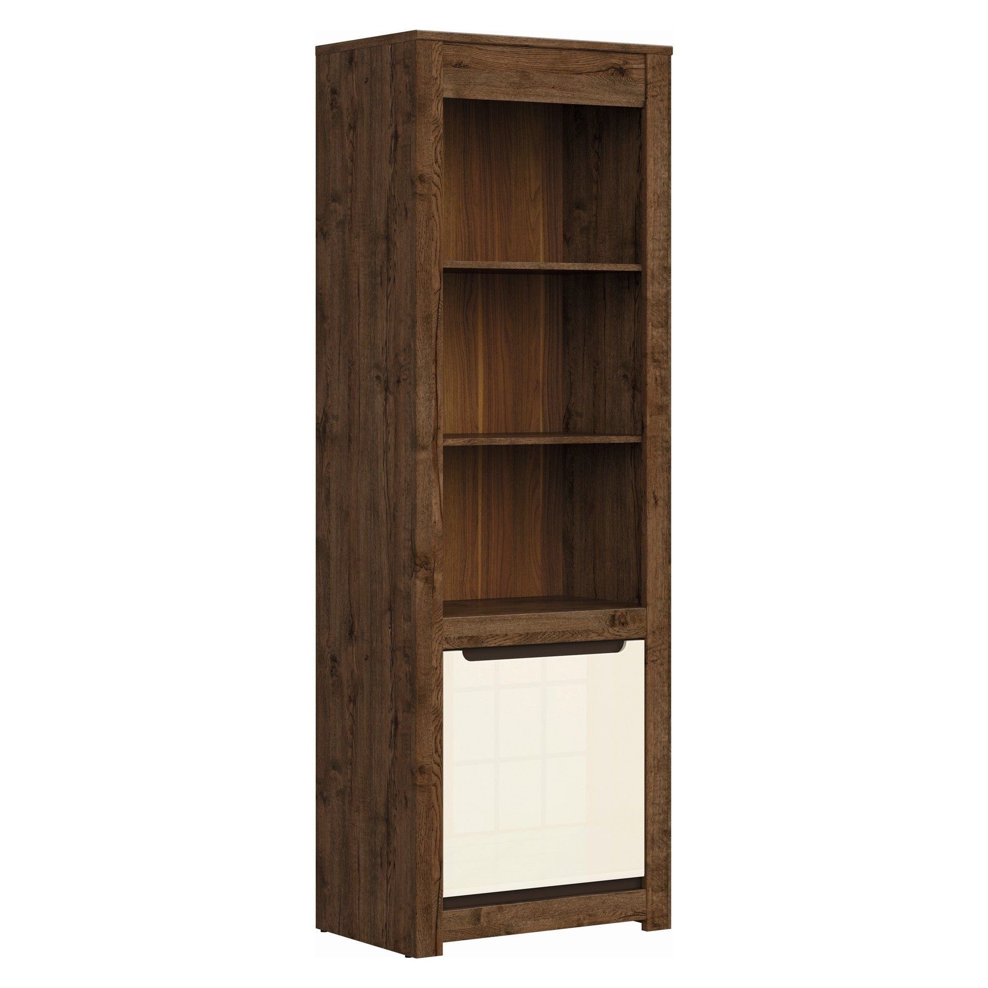 Biblioteca RUSO, stejar inchis/alb perla, PAL, 69x46x205 cm