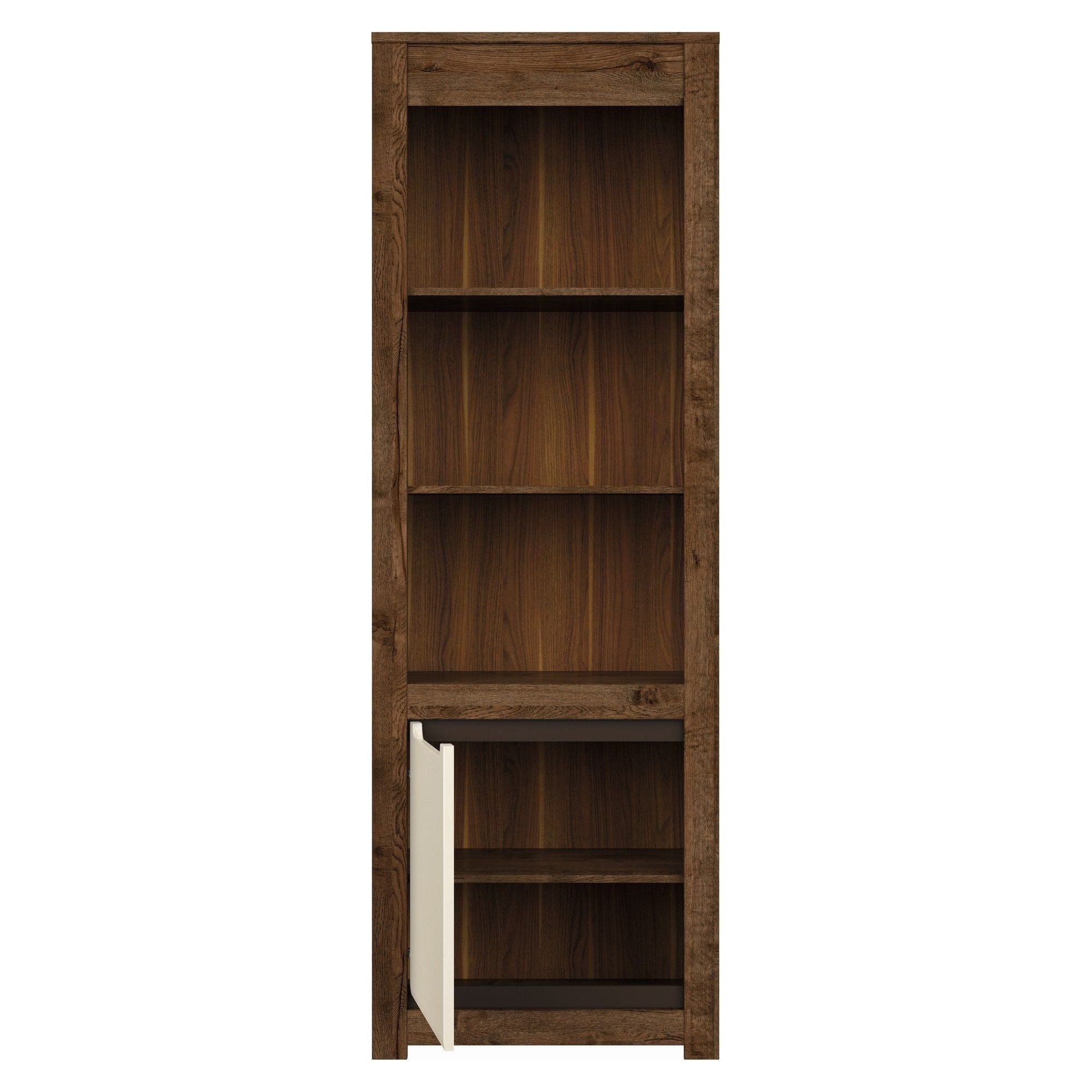 Biblioteca RUSO, stejar inchis/alb perla, PAL, 69x46x205 cm