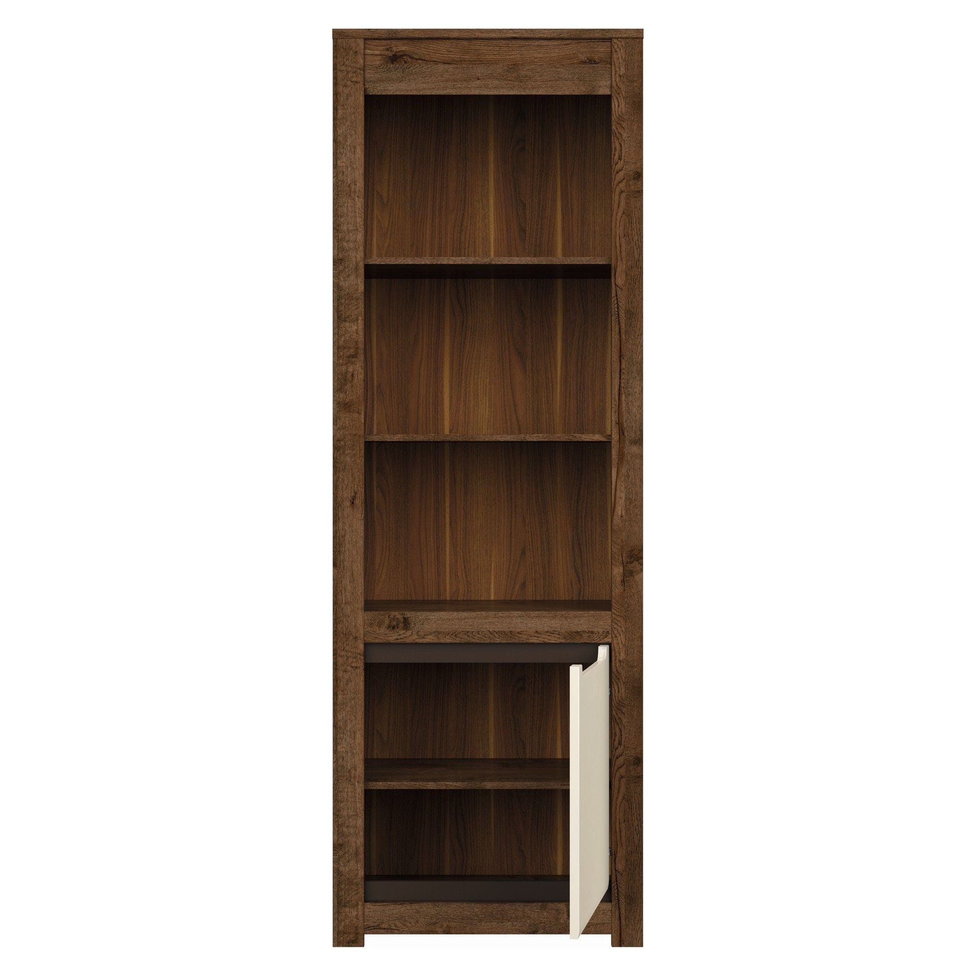 Biblioteca RUSO, stejar inchis/alb perla, PAL, 69x46x205 cm