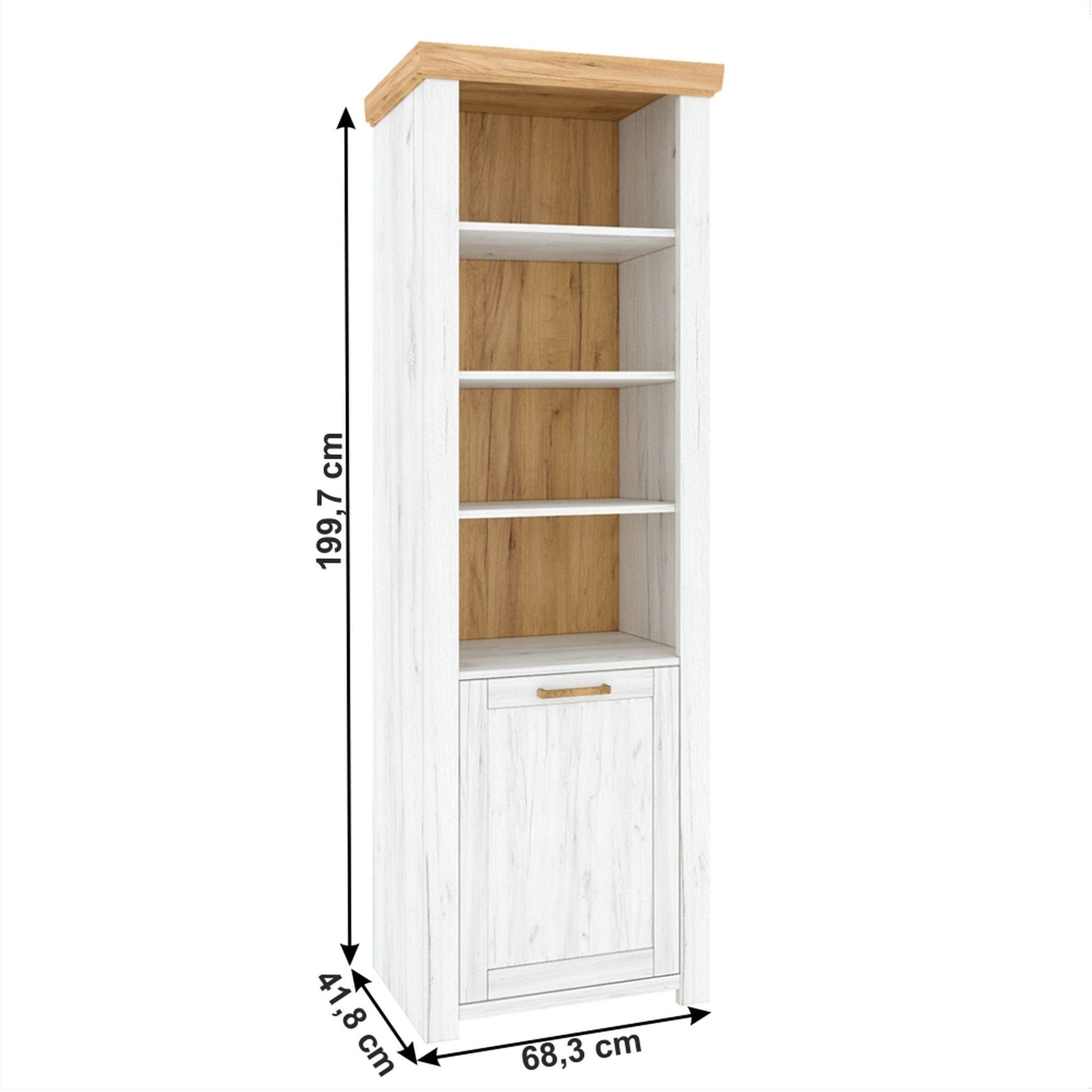 Biblioteca SUDBURY, stejar craft auriu/stejar craft alb, PAL laminat, 69x42x200 cm