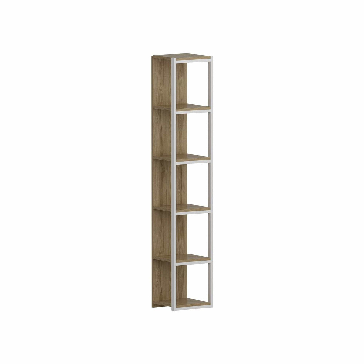 Biblioteca TEXAS, stejar/alb, PAL melaminat/metal, 34x30x180 cm