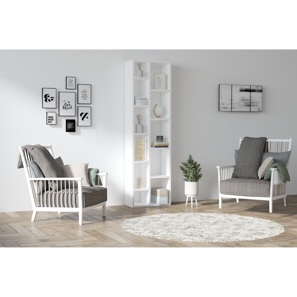 Biblioteca TOMI, alb, 44x20x150 cm