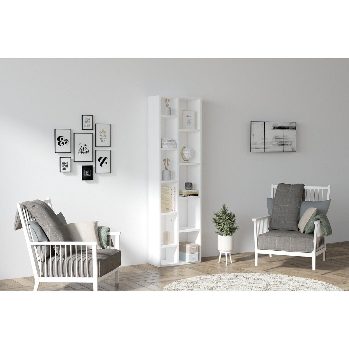 Biblioteca TOMI, alb, 44x20x150 cm