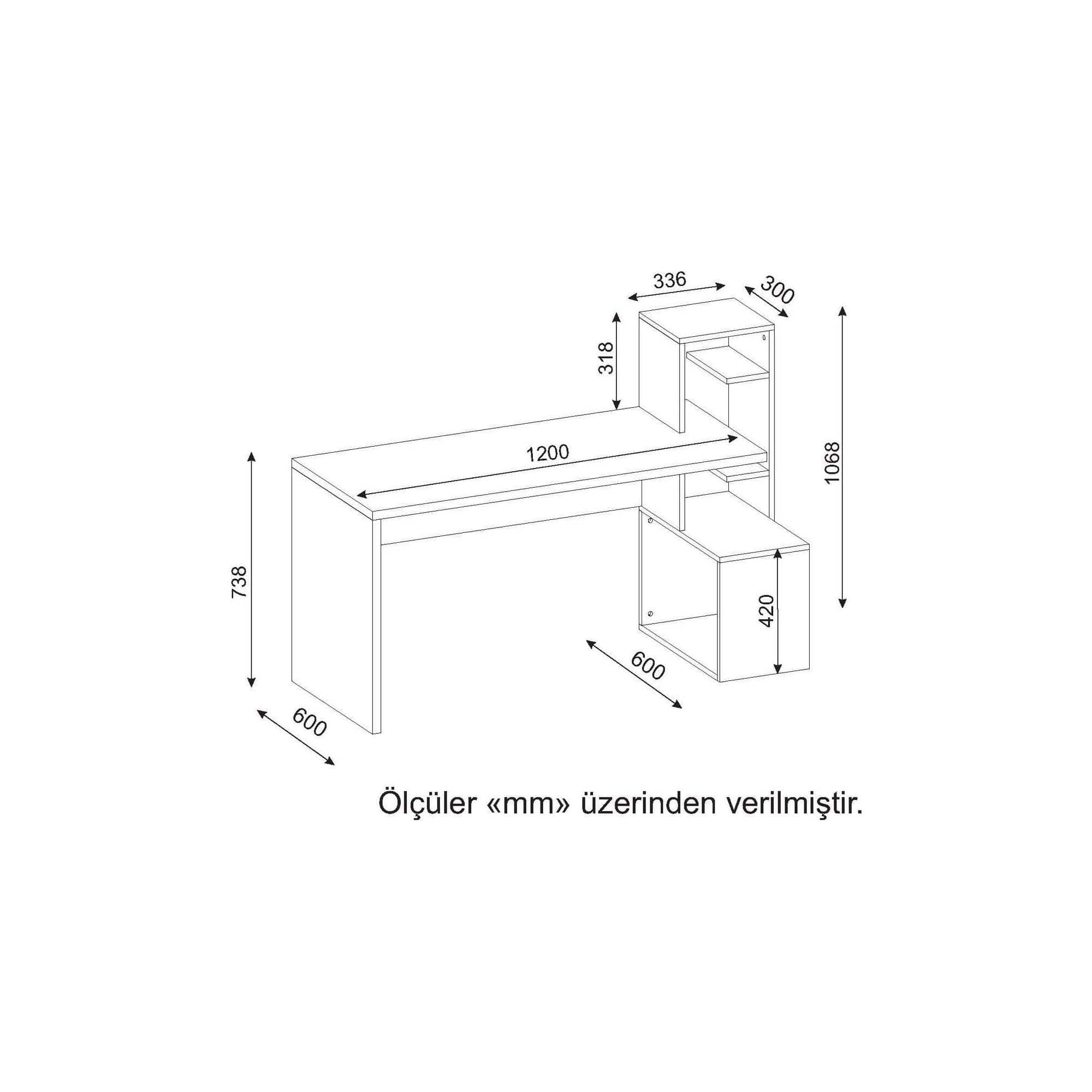 Birou 731WAT3823, alb/nuc, PAL melaminat, 120x60x107 cm