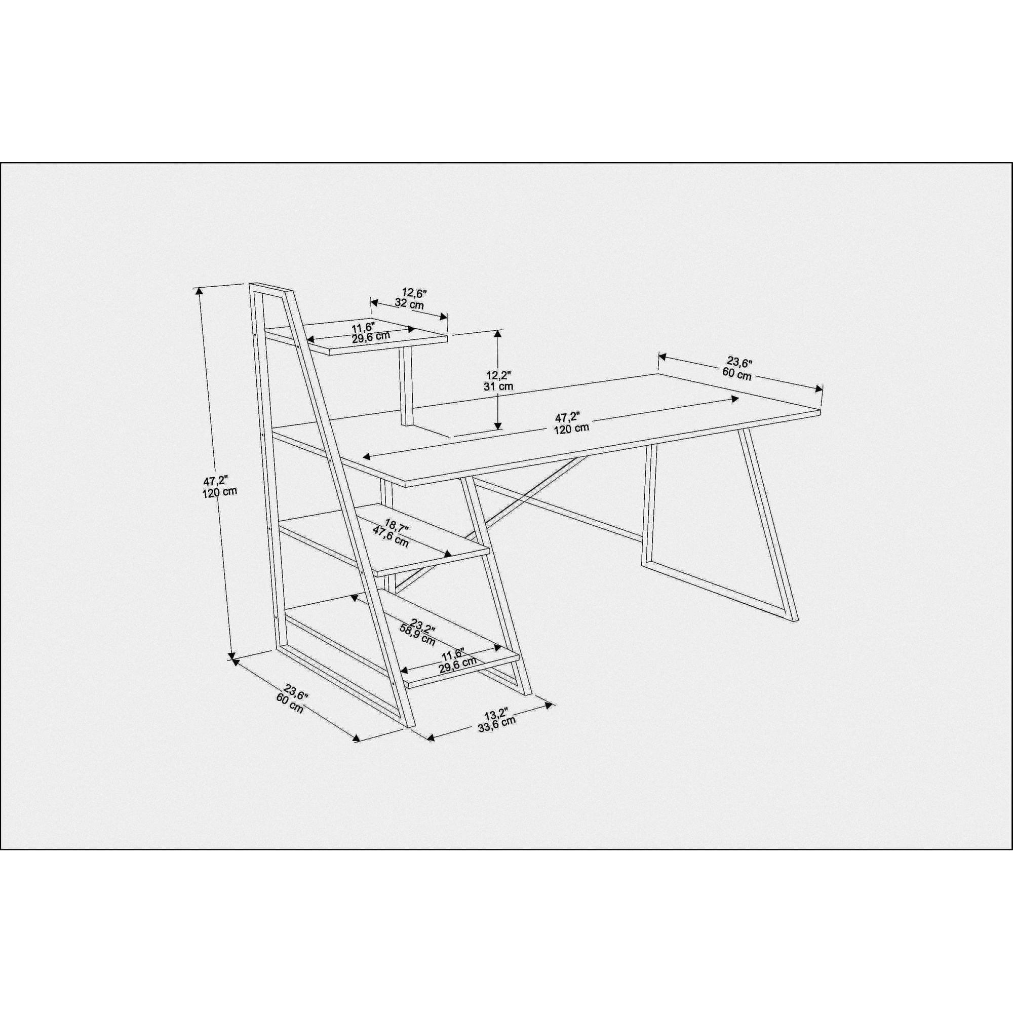 Birou ADMIRA, bej cu efect de marmura/alb, PAL melaminat/metal, 120x60x120 cm
