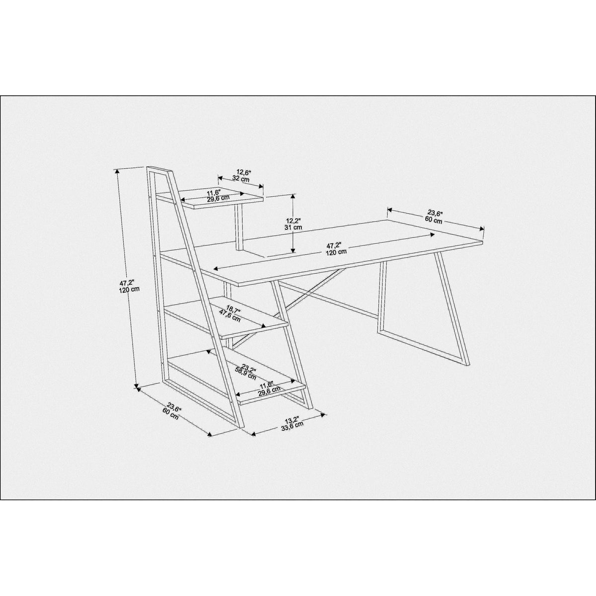 Birou ADMIRA, negru cu efect de marmura, PAL melaminat/metal, 120x60x120 cm