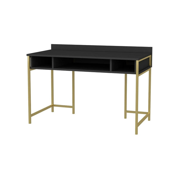 Birou ALMA, gri inchis/auriu, PAL melaminat, 120x60x75 cm