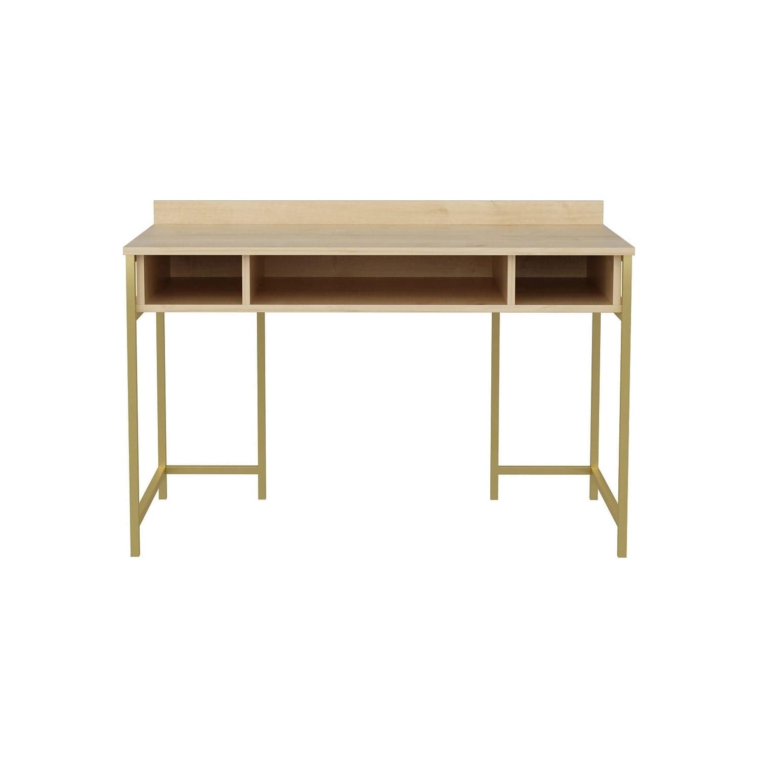 Birou ALMA, stejar/auriu, PAL melaminat, 120x60x75 cm