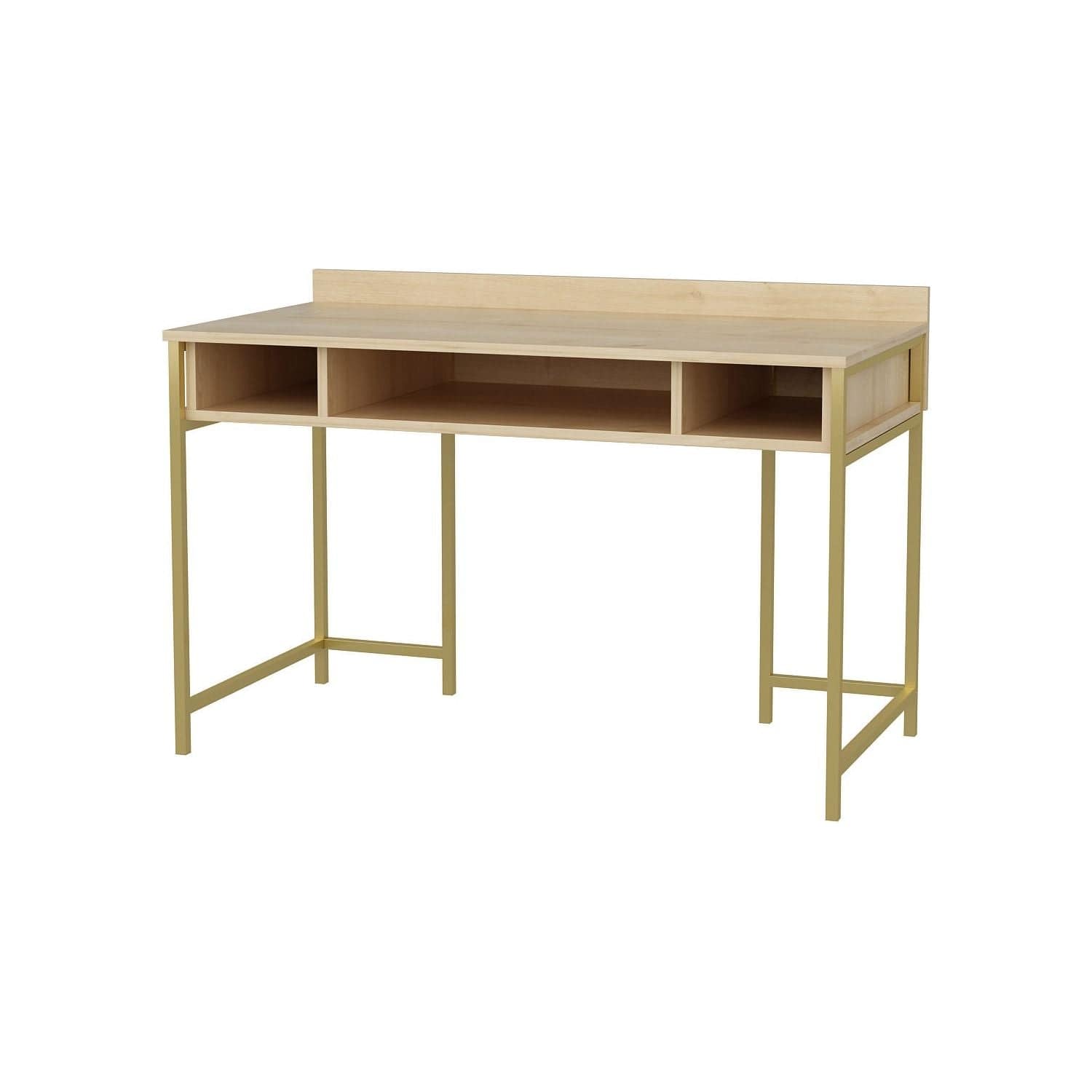 Birou ALMA, stejar/auriu, PAL melaminat, 120x60x75 cm