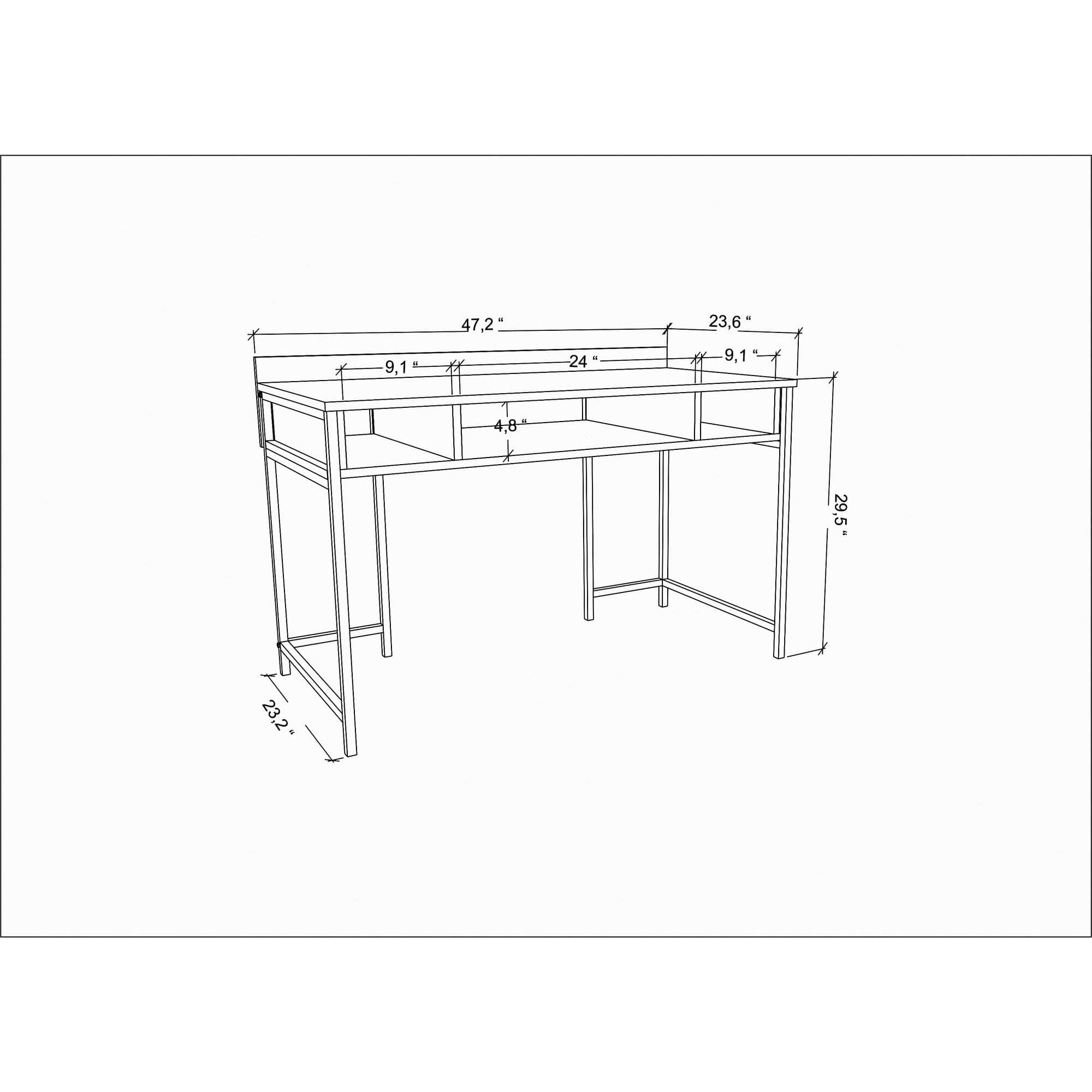 Birou ALMA, stejar/negru, PAL melaminat, 120x60x75 cm