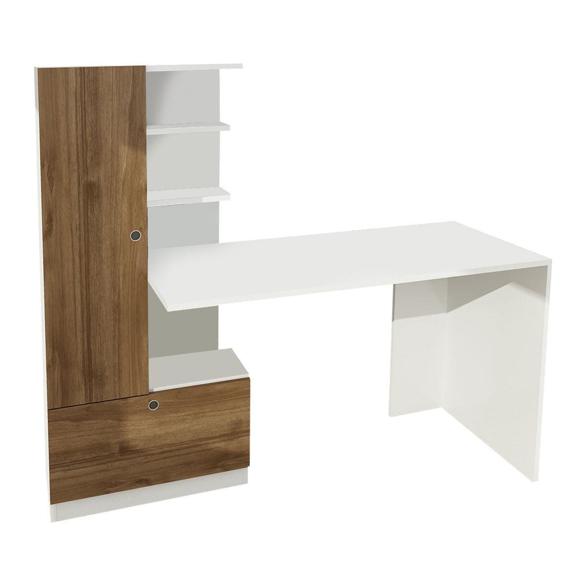 Birou DOMINGOS, alb/alun, PAL melaminat, 120x74x120 cm