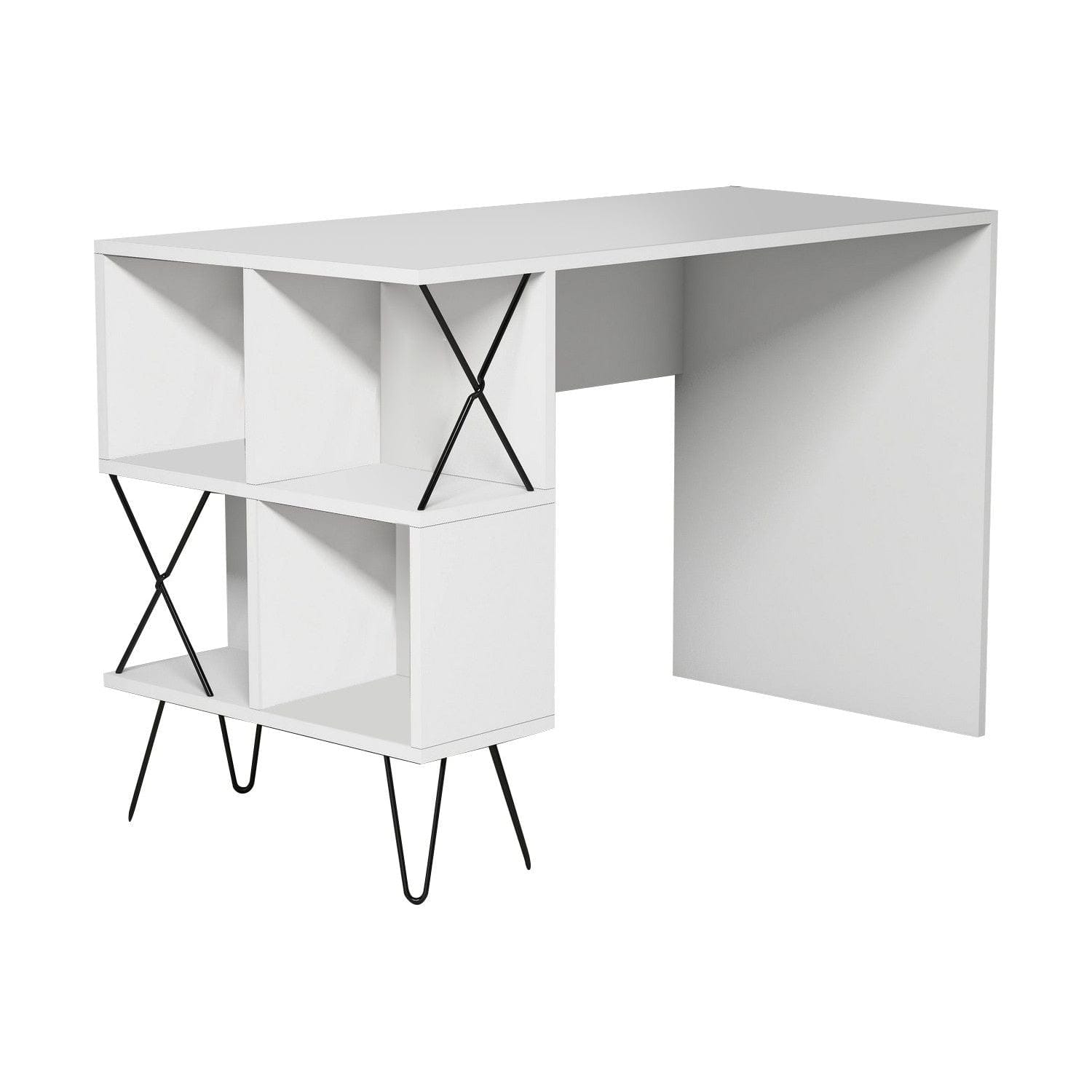 Birou EXTRA, alb/negru, PAL melaminat/metal, 120x60x79 cm