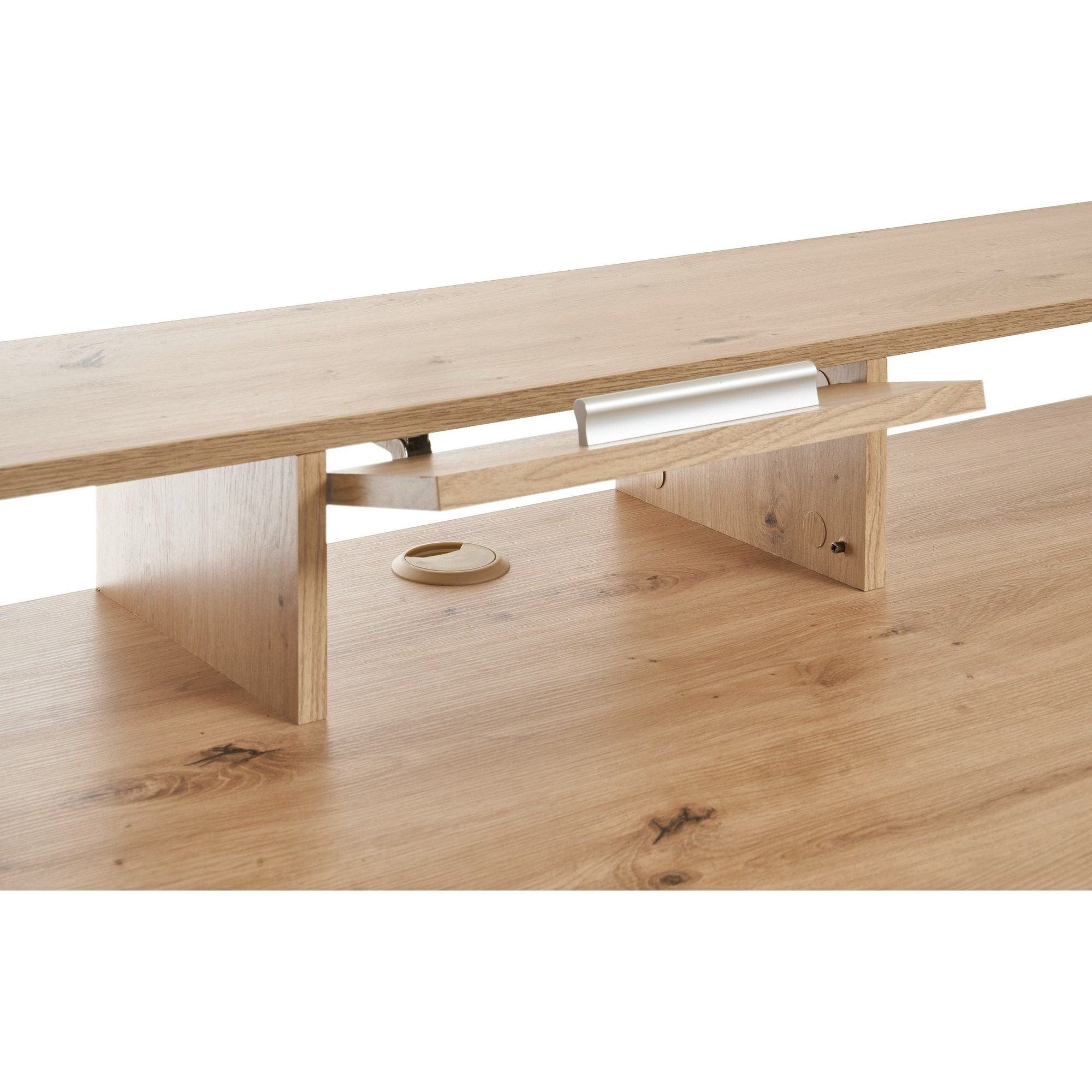 Birou gaming HIGHSCORE 4, stejar artisan/gri grafit, cu iluminare LED, 182x70x92 cm