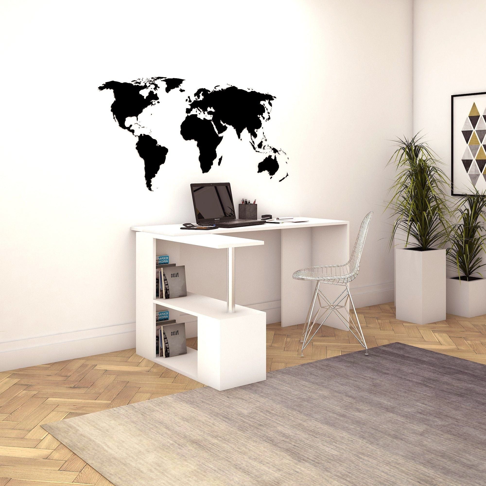 Birou GELINCIK, alb, PAL melaminat, 130x109x74 cm