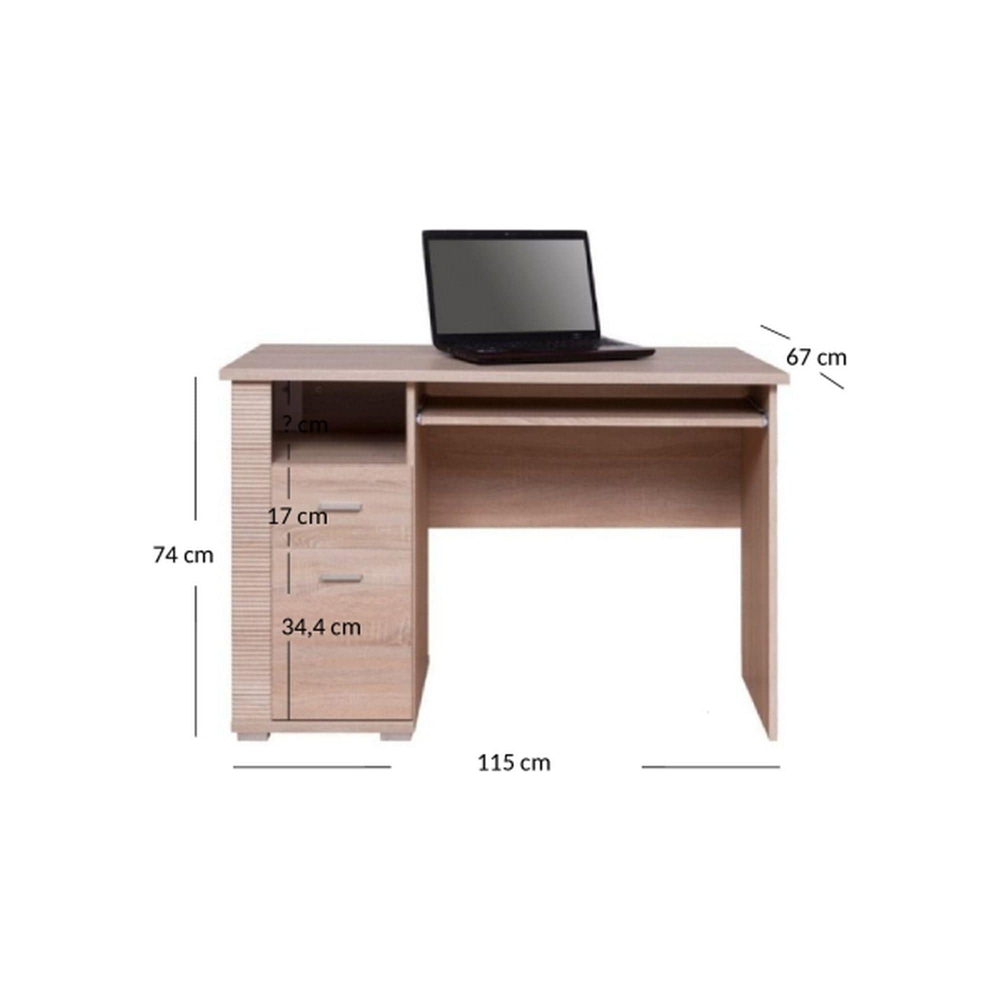 Birou GRESS, stejar sonoma, PAL laminat, 115x67x74 cm